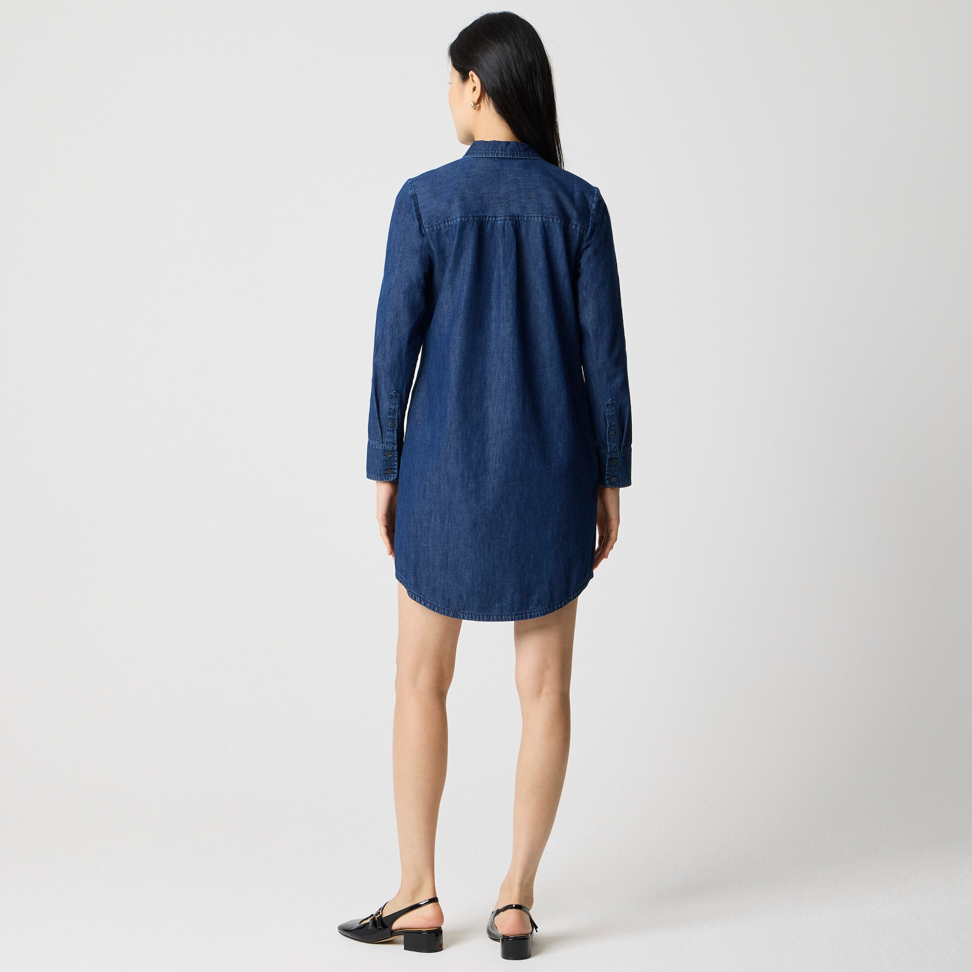 Long-sleeve chambray shirt-dress
