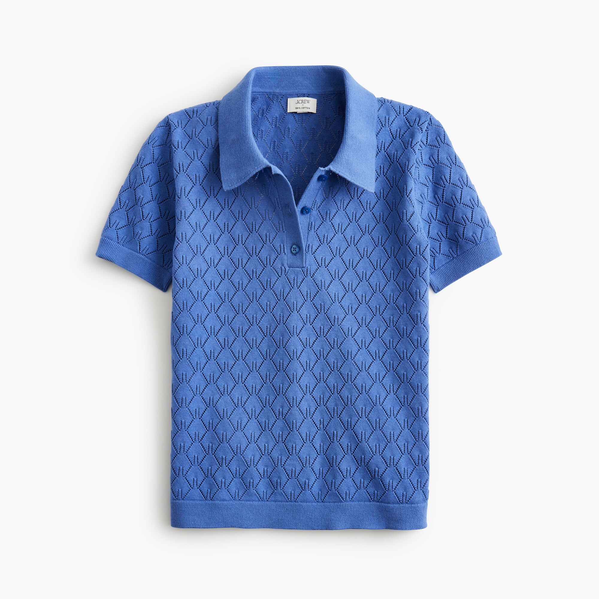 womens Short-sleeve pointelle sweater-polo