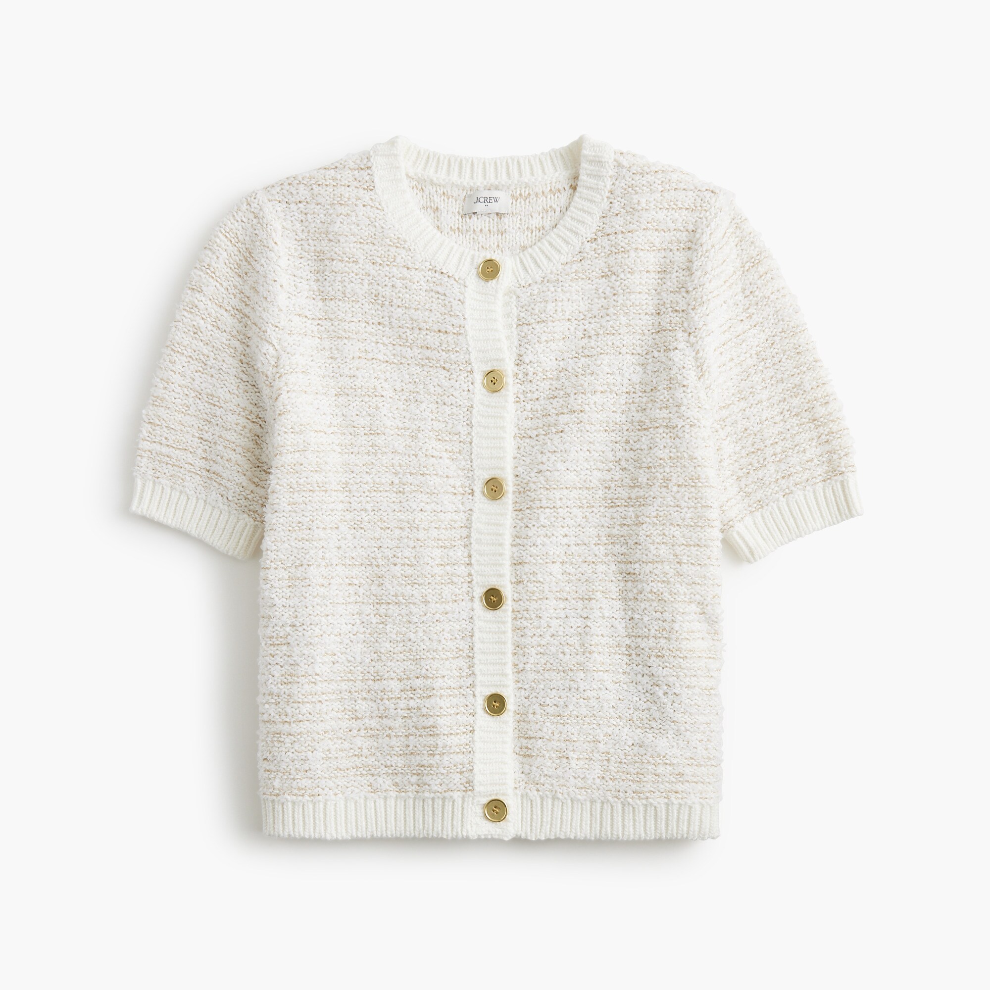 Shimmer-texture cardigan sweater