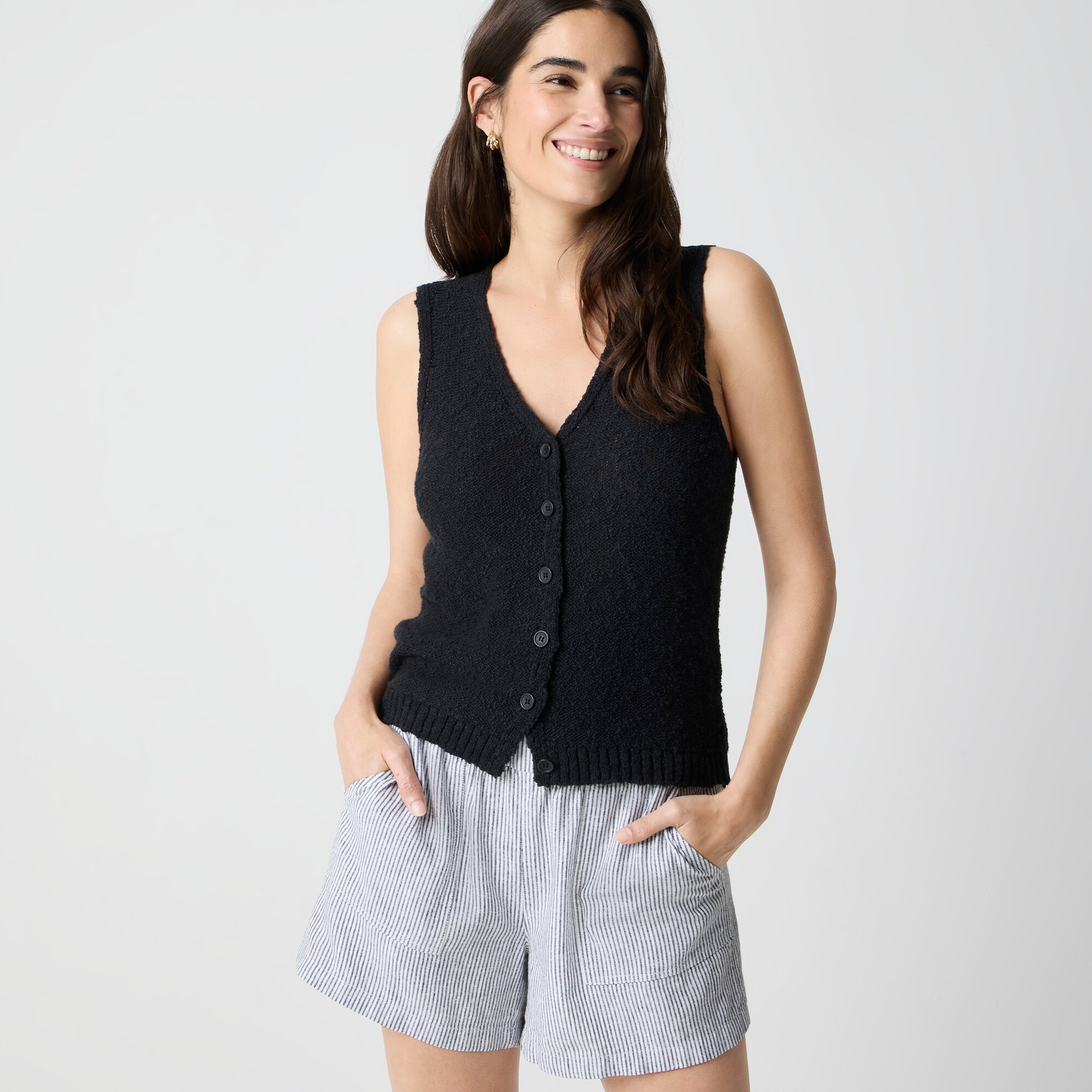 womens Slub V-neck sweater-vest