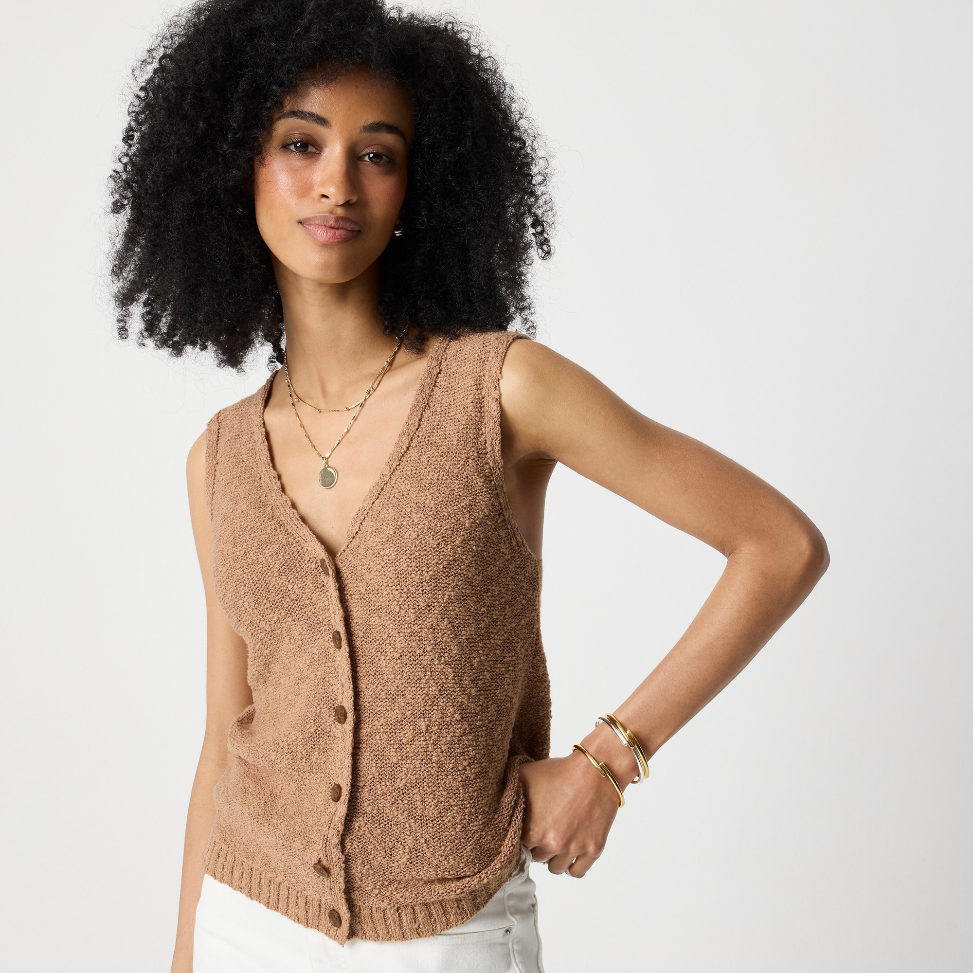 womens Slub V-neck sweater-vest