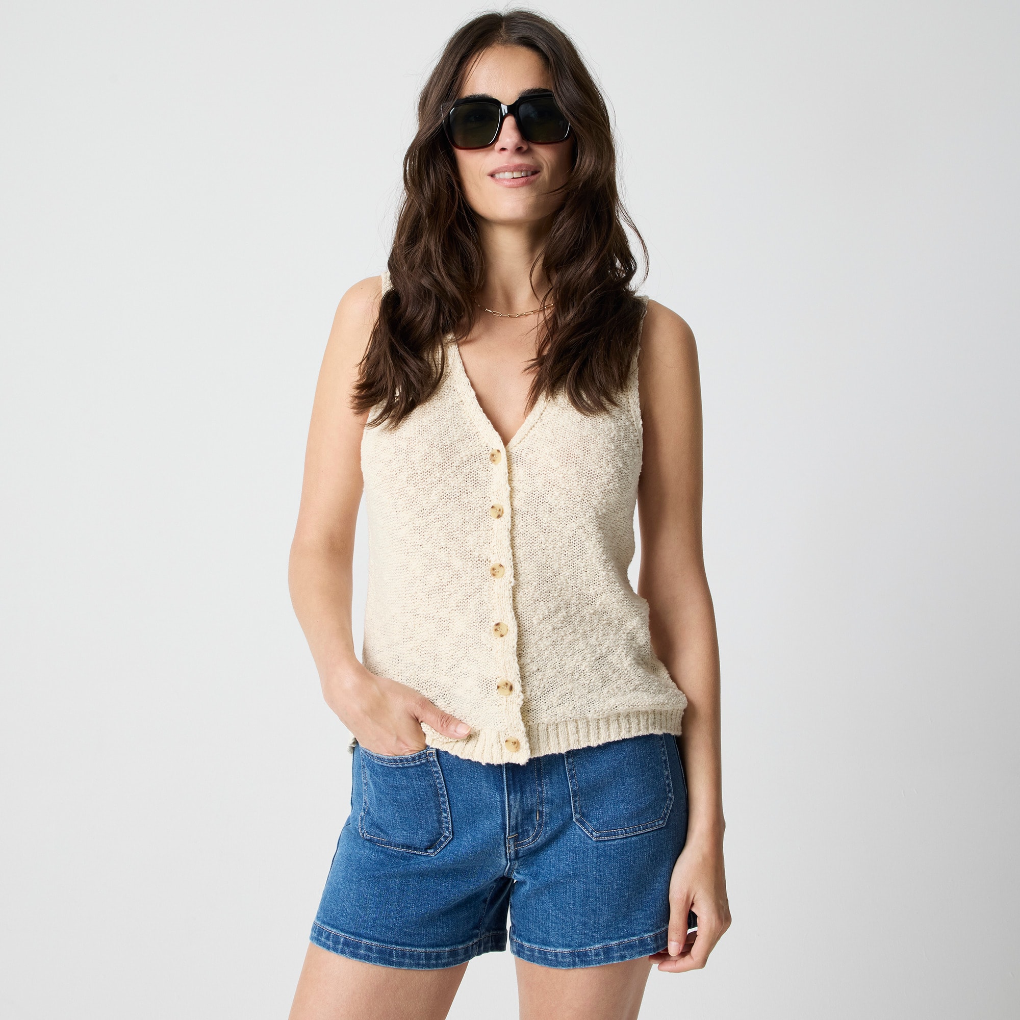 Slub V-neck Sweater-vest For Women | Factory