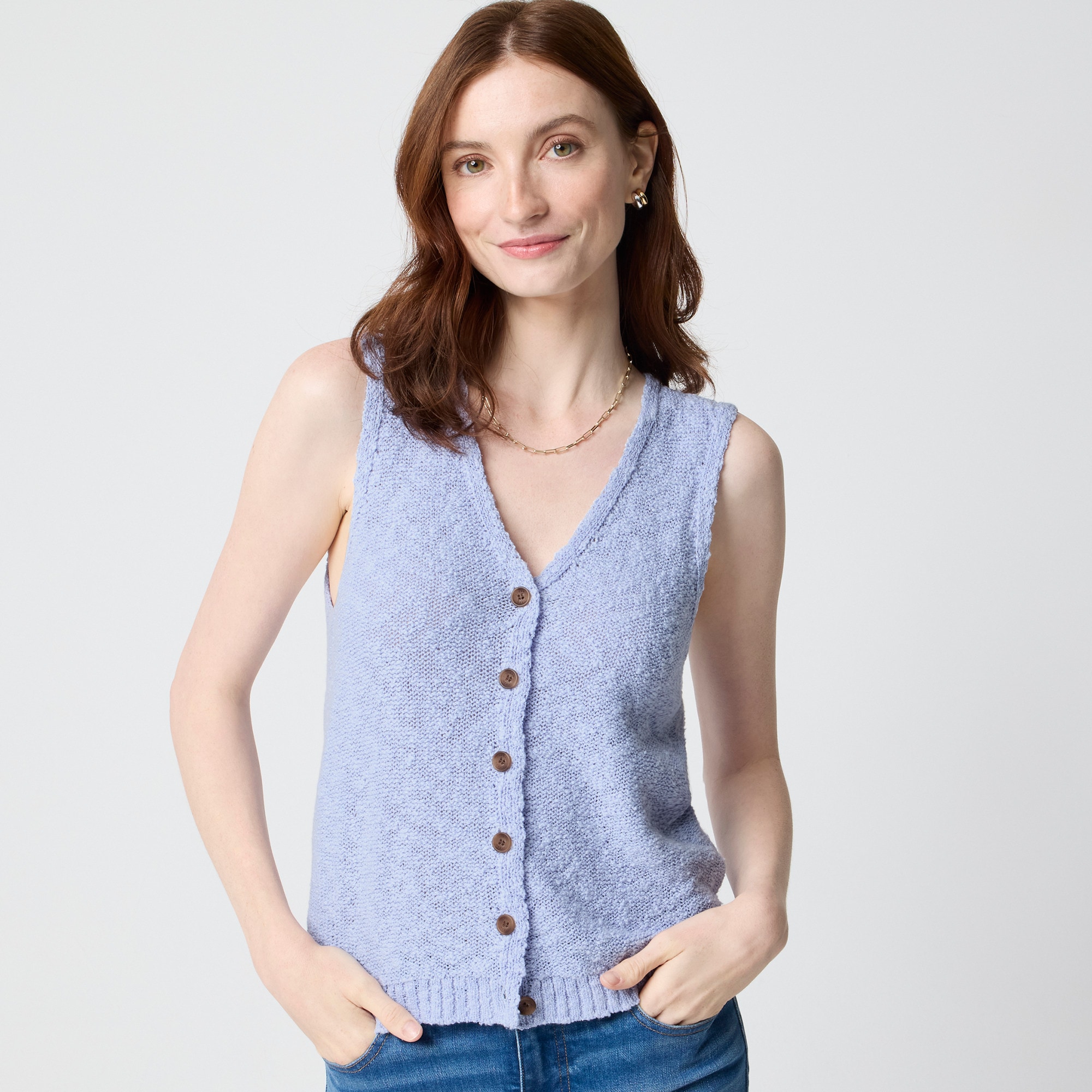 womens Slub V-neck sweater-vest