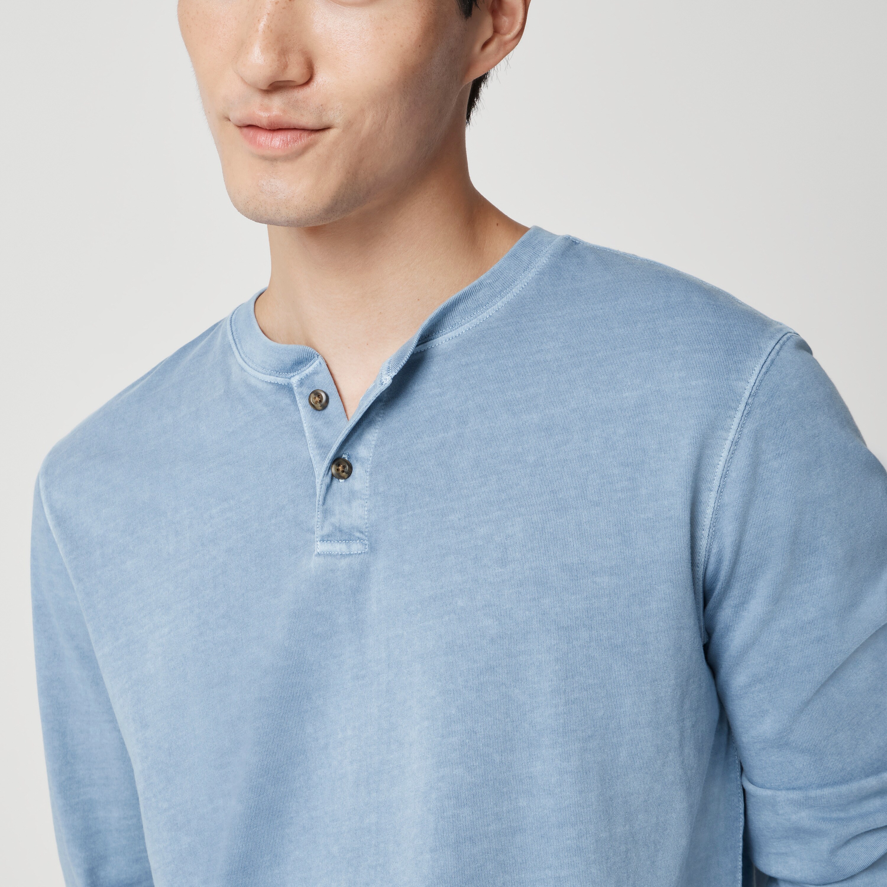 Garment-dyed Henley Tee For Men | Factory