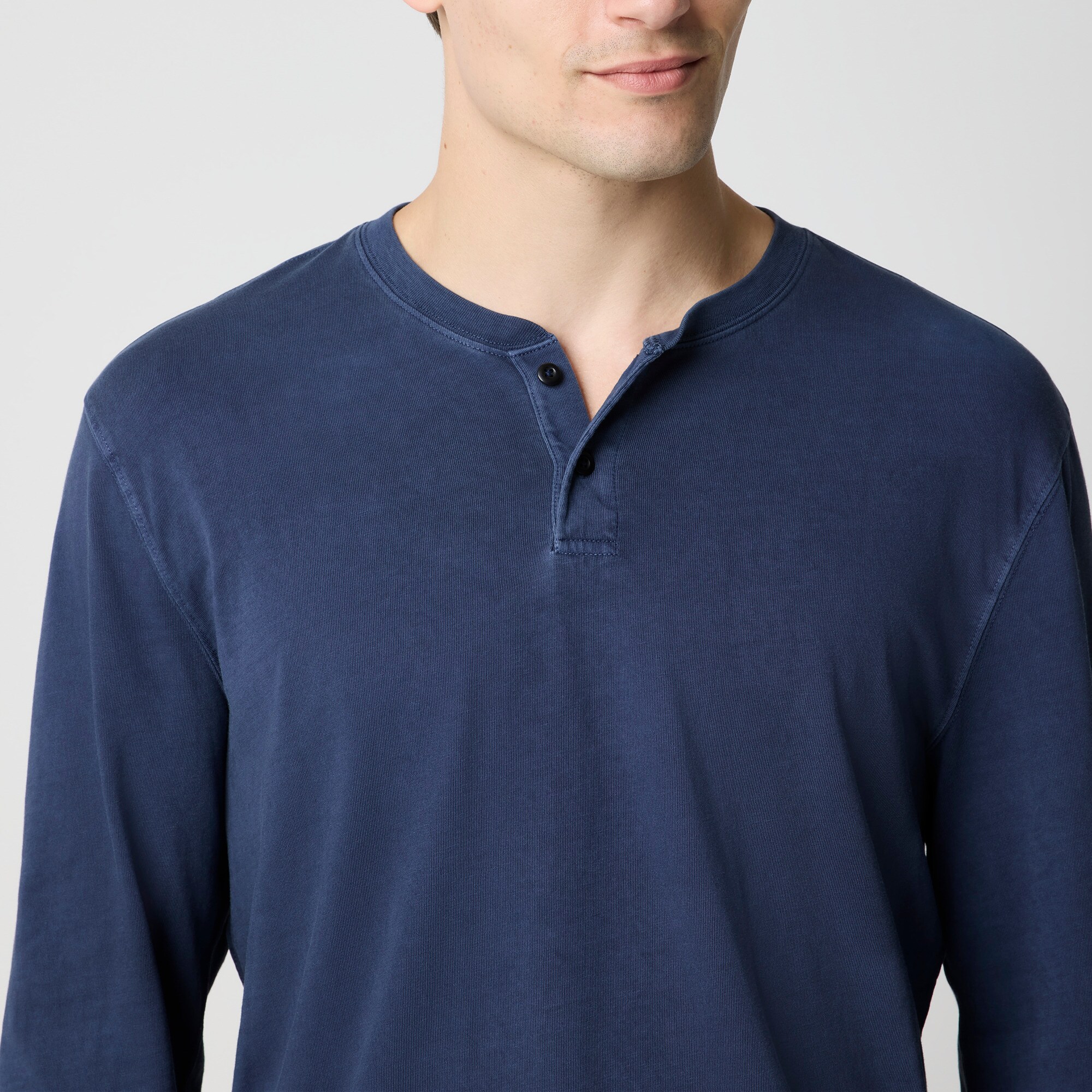 Garment-dyed henley tee