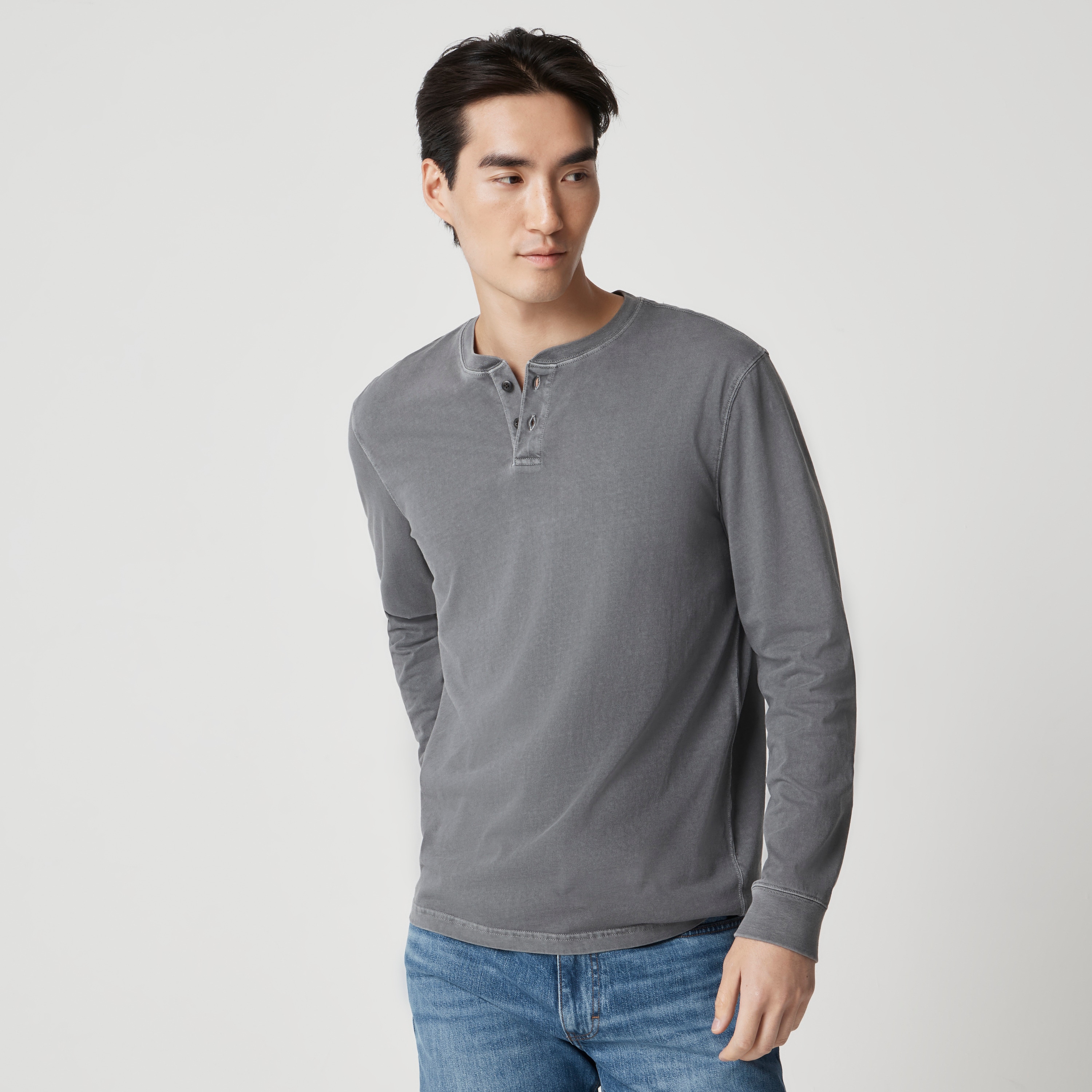 Garment-dyed Henley Tee For Men | Factory