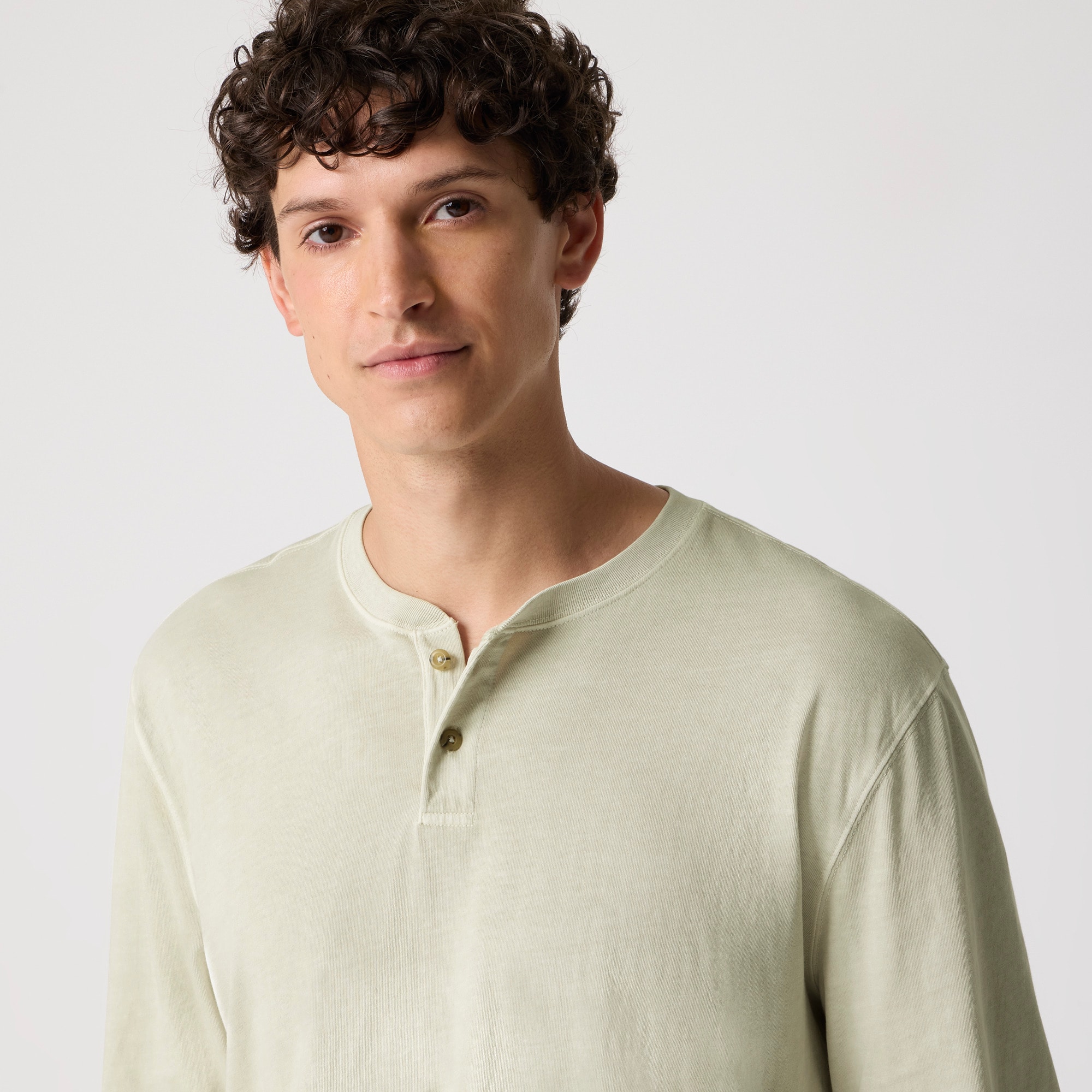 Garment-dyed henley tee