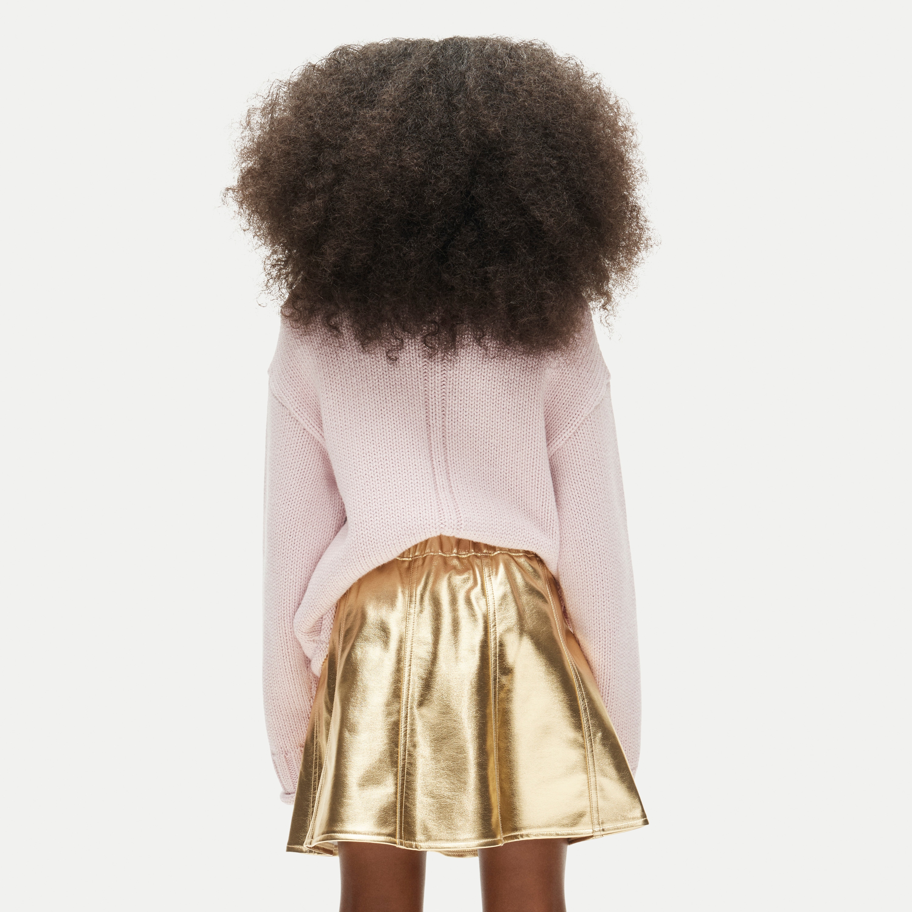 Girls' picture day skirt in faux metallic leather
