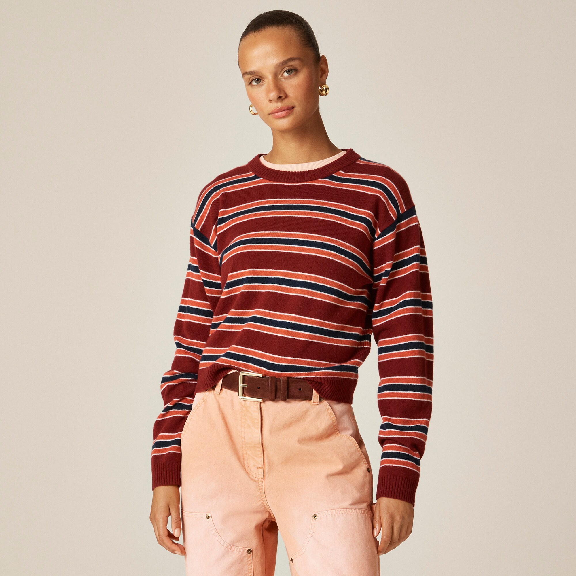 womens Perfect cashmere crewneck sweater in stripe