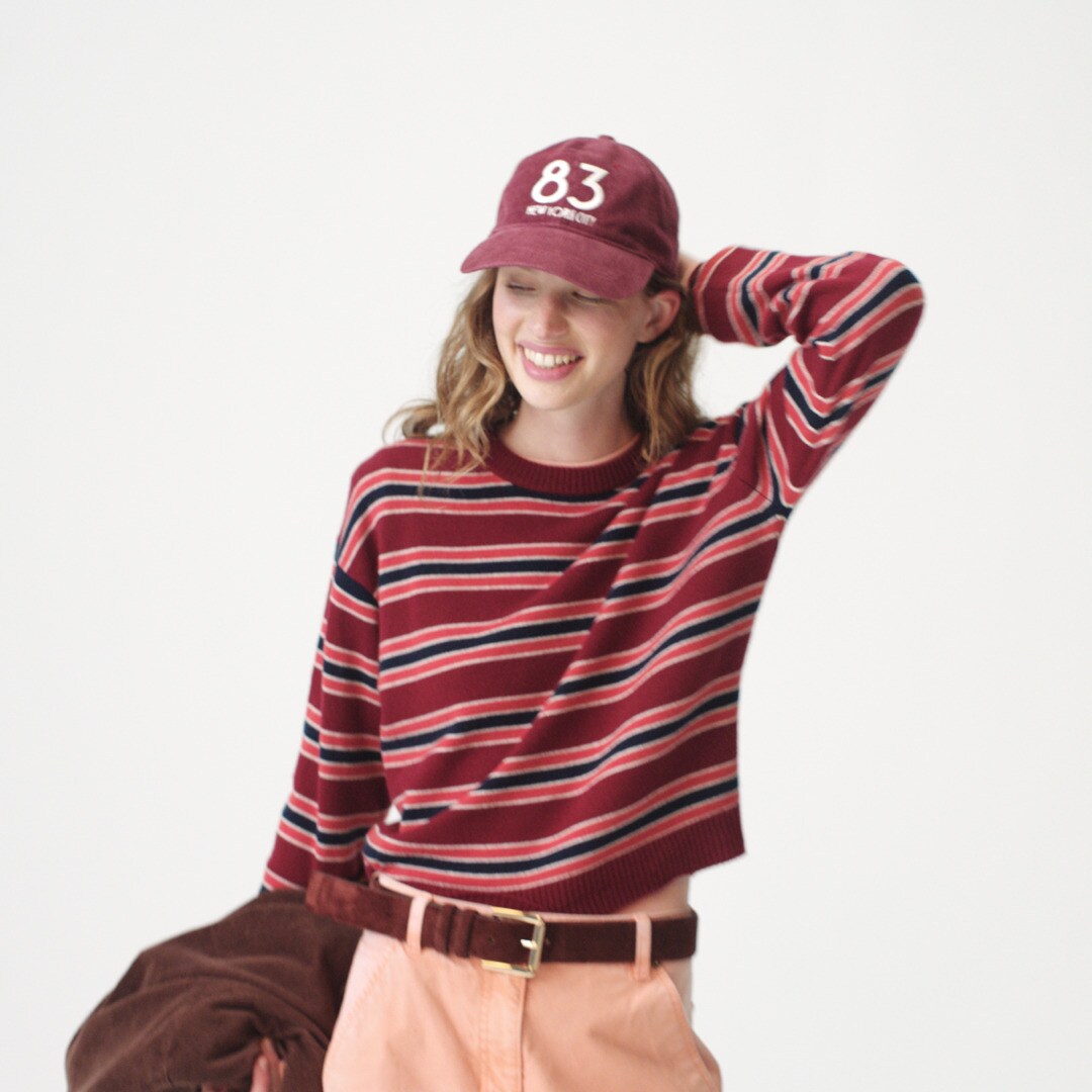 Perfect cashmere crewneck sweater in stripe