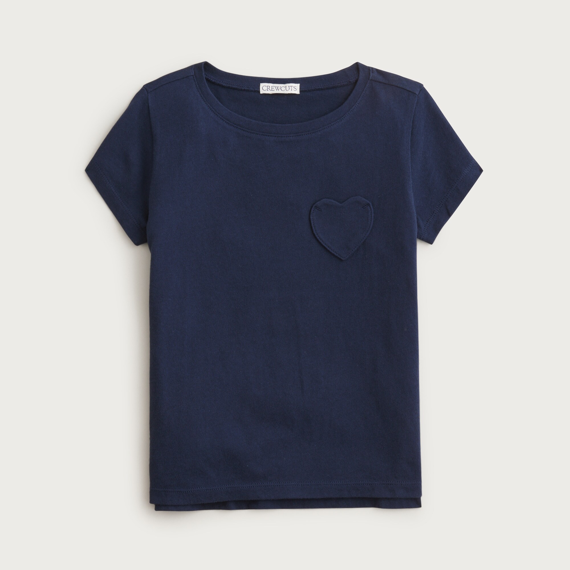 Girls' short-sleeve heart-pocket T-shirt in vintage jersey