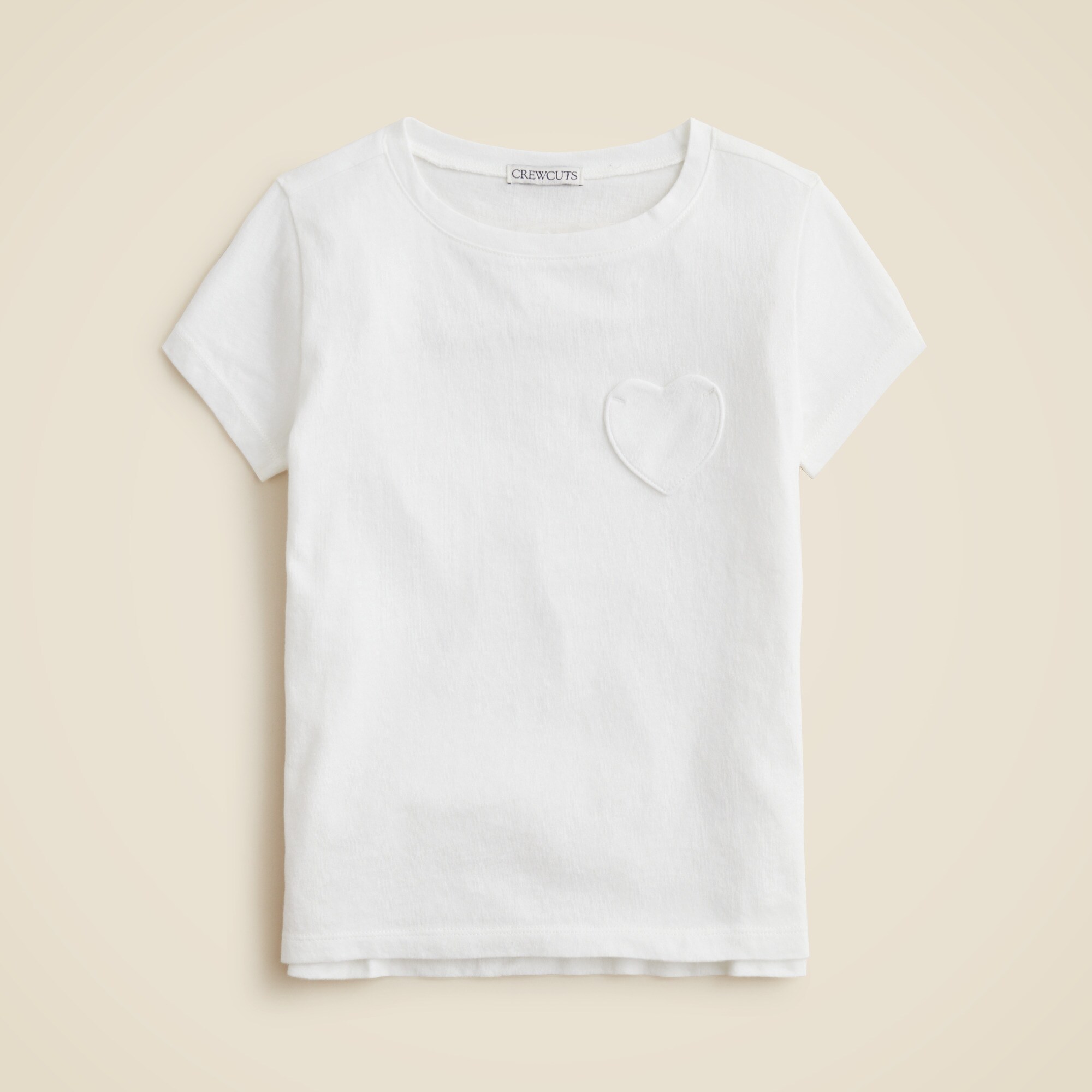 girls Girls' short-sleeve heart-pocket T-shirt in vintage jersey