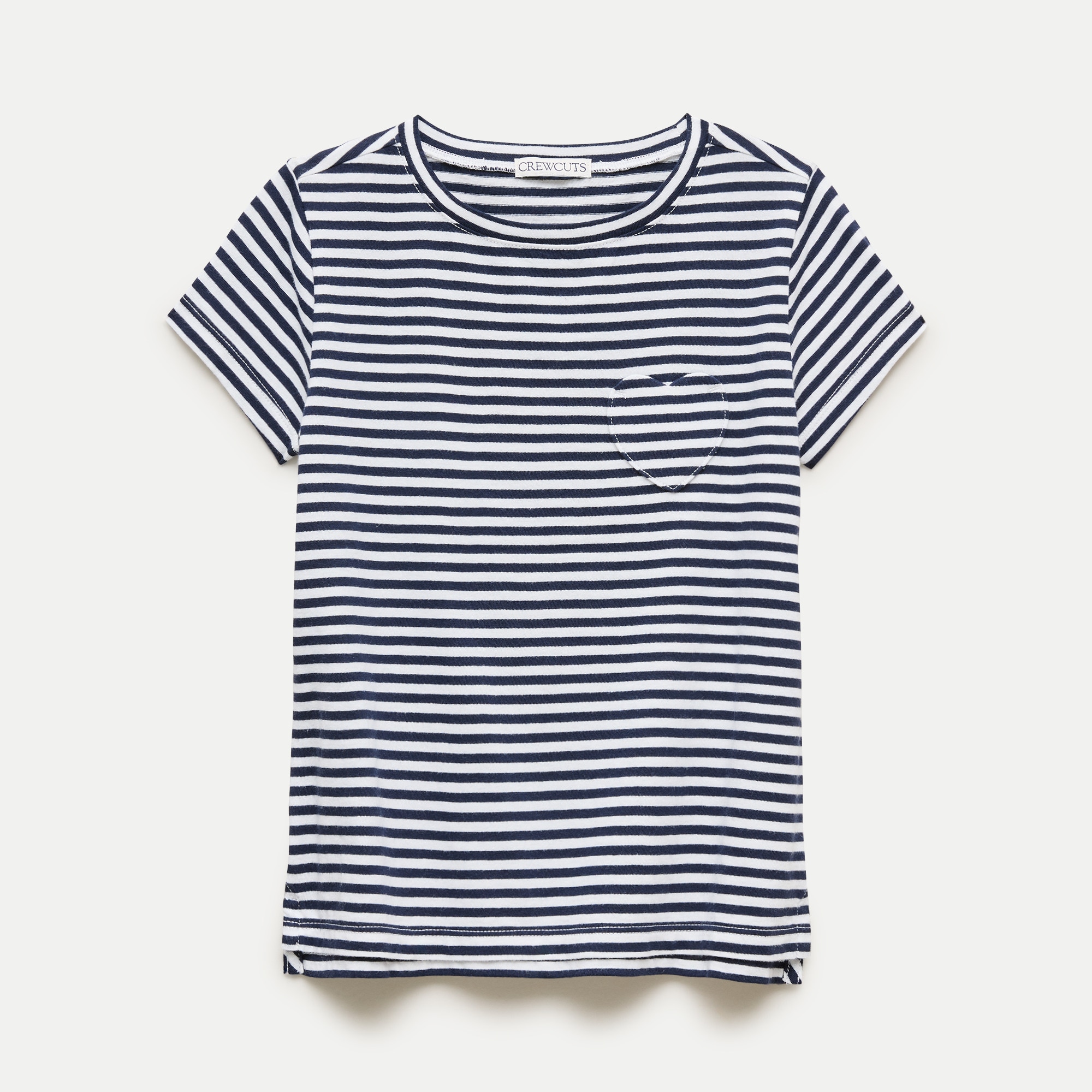 Girls' short-sleeve heart-pocket T-shirt in vintage jersey