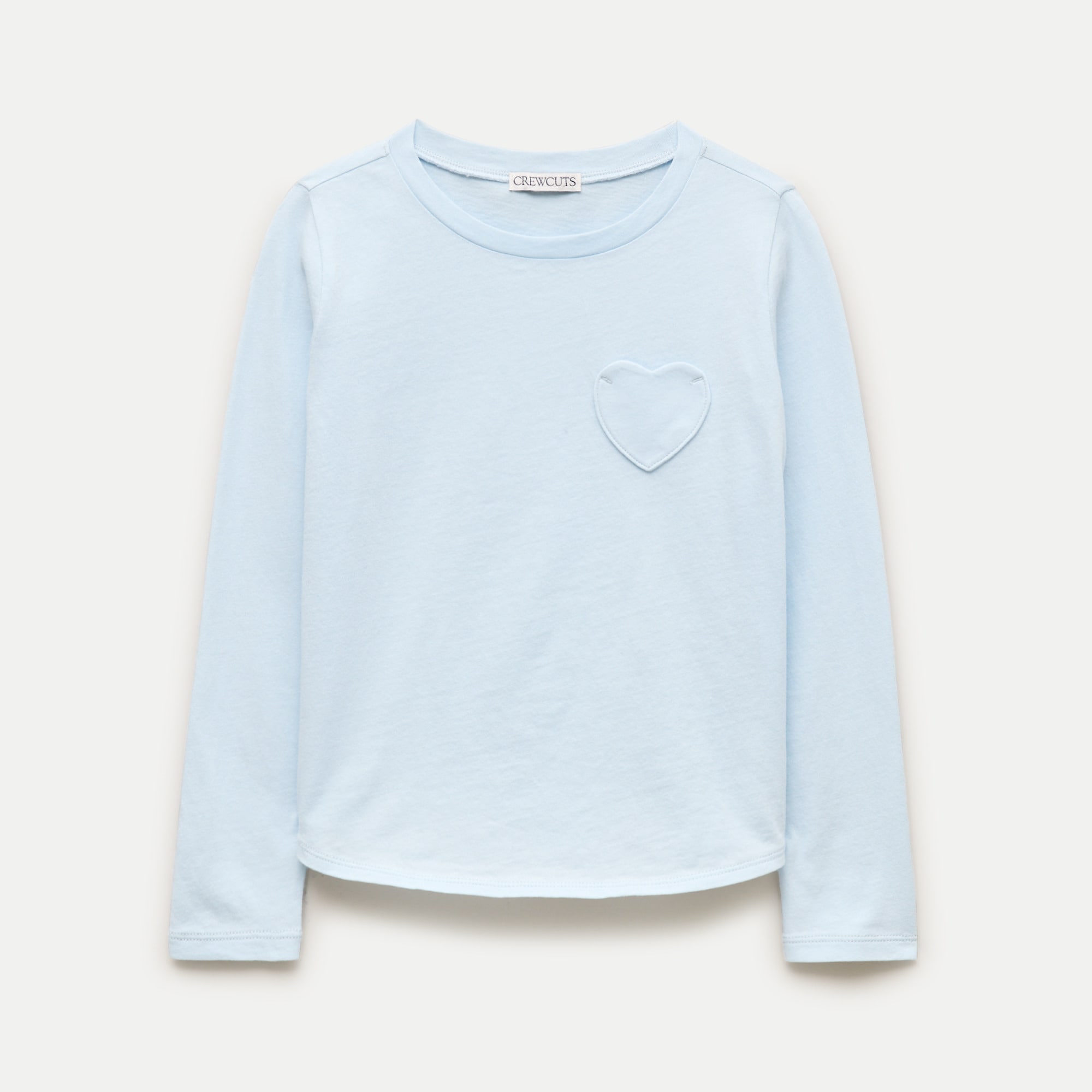 Girls' long-sleeve heart-pocket T-shirt in vintage jersey