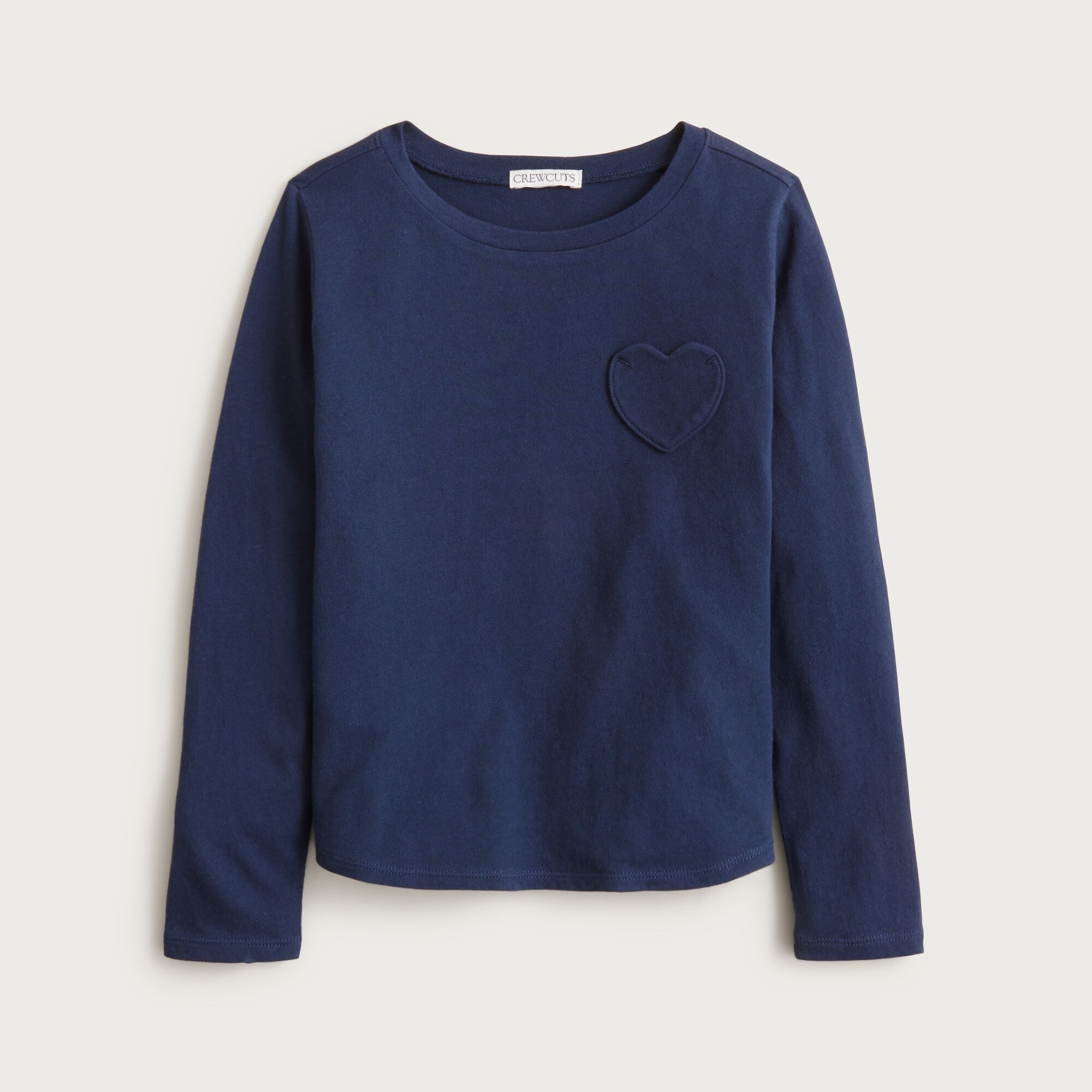  Girls' long-sleeve heart-pocket T-shirt in vintage jersey