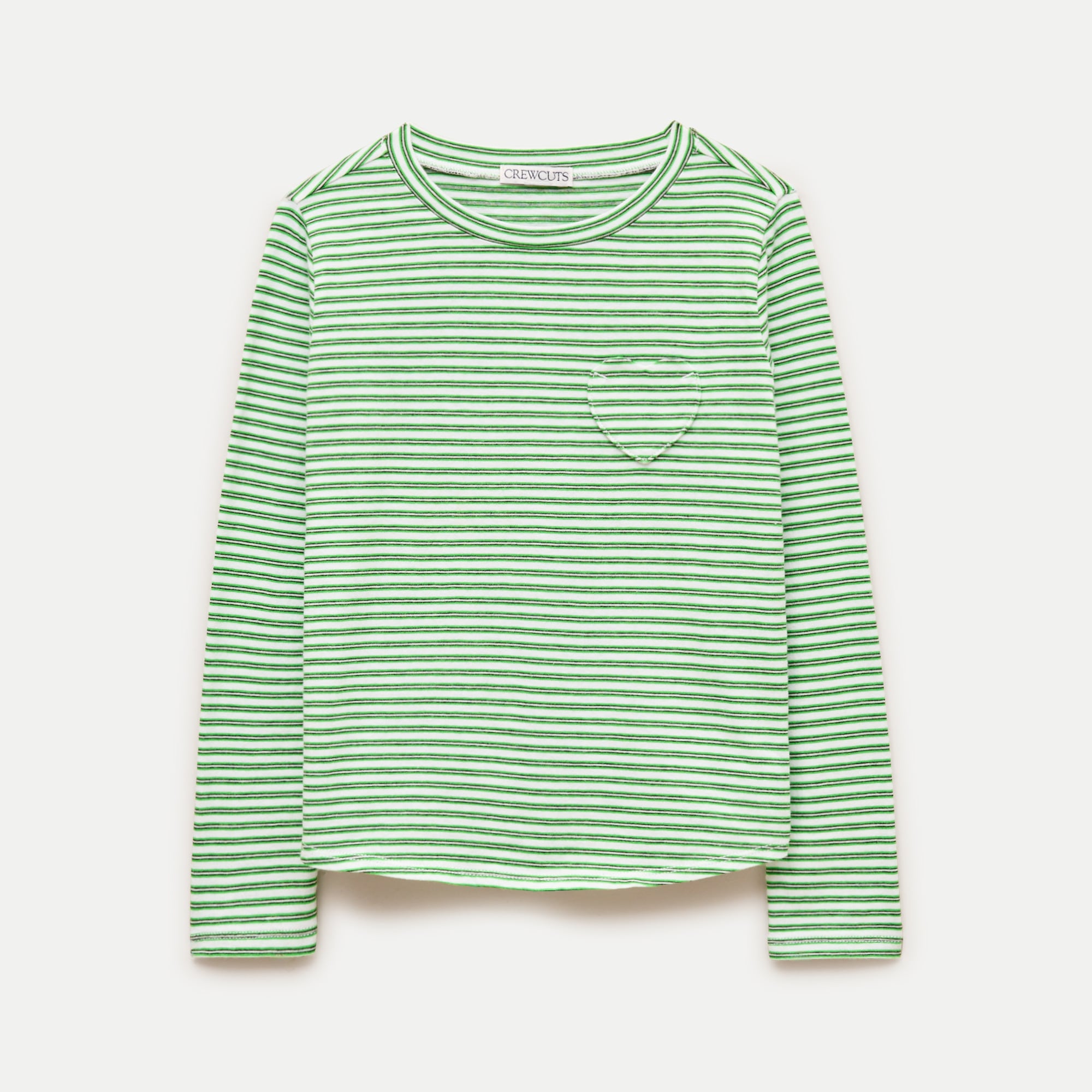 Girls' long-sleeve heart-pocket T-shirt in vintage jersey
