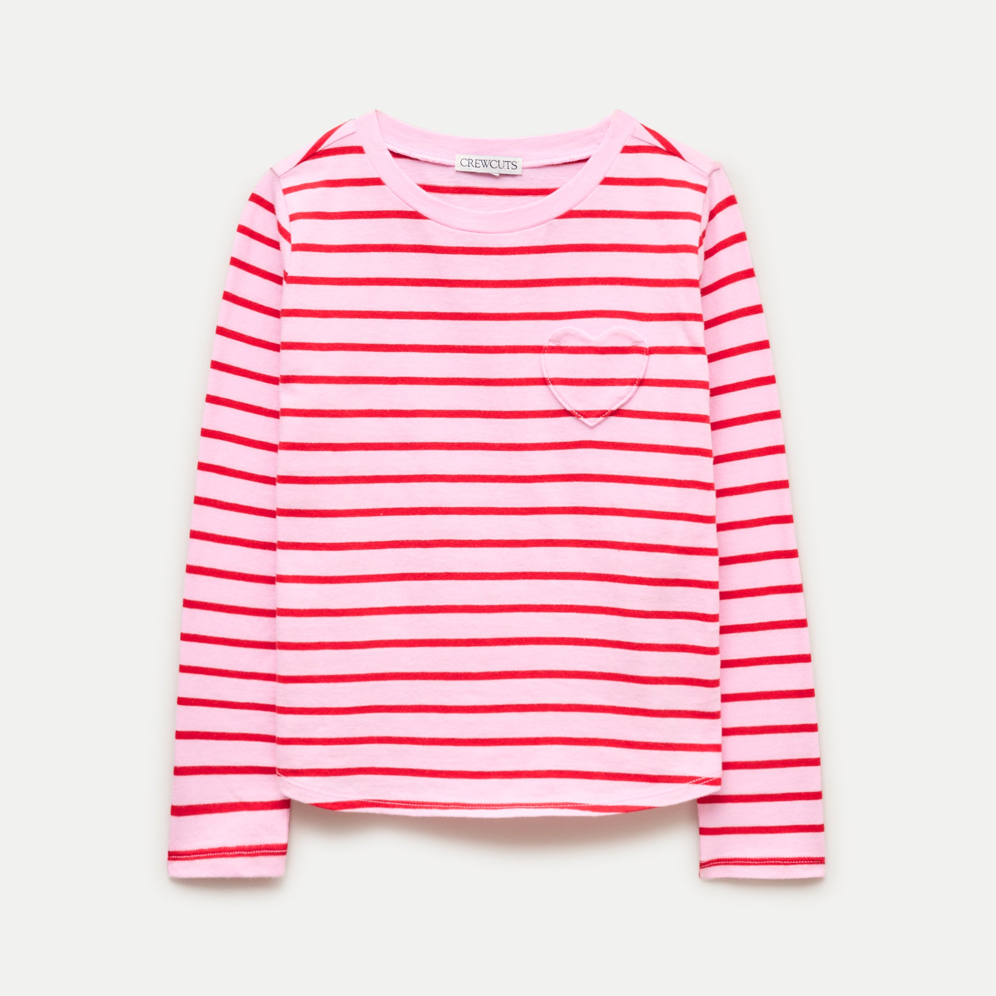 Girls' long-sleeve heart-pocket T-shirt in vintage jersey