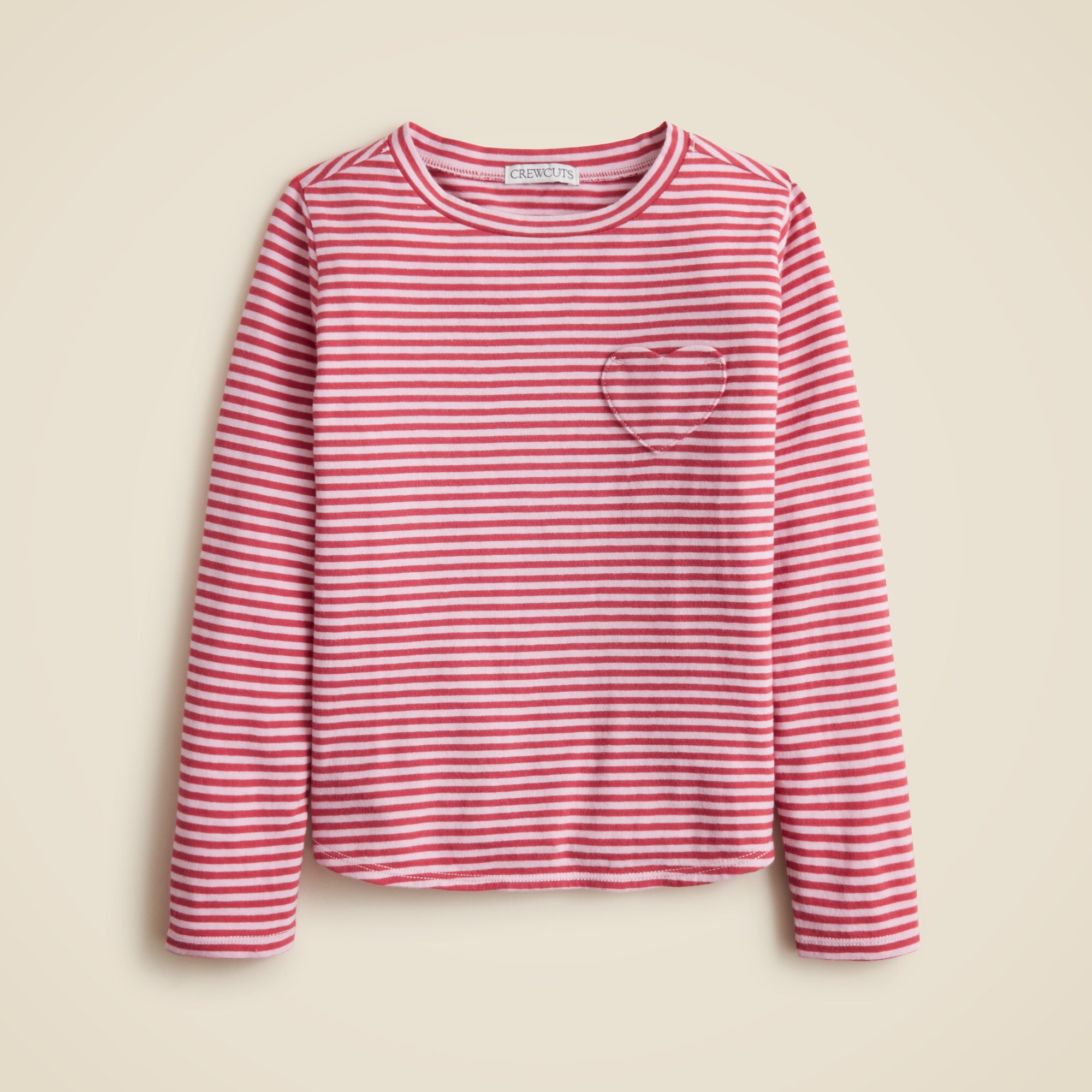 girls Girls' long-sleeve heart-pocket T-shirt in vintage jersey