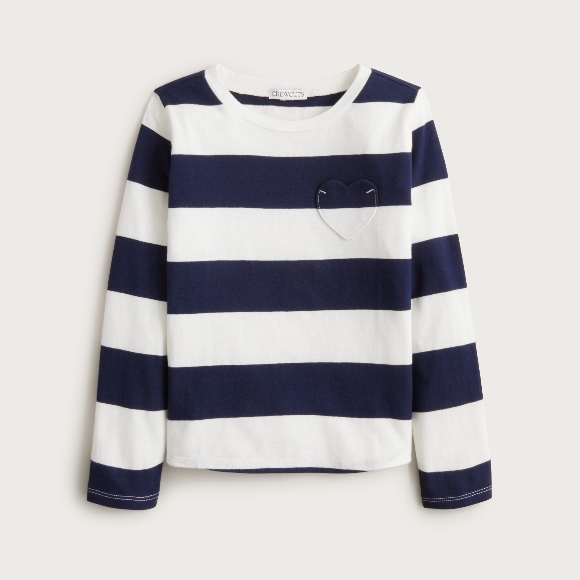 Girls' long-sleeve heart-pocket T-shirt in vintage jersey