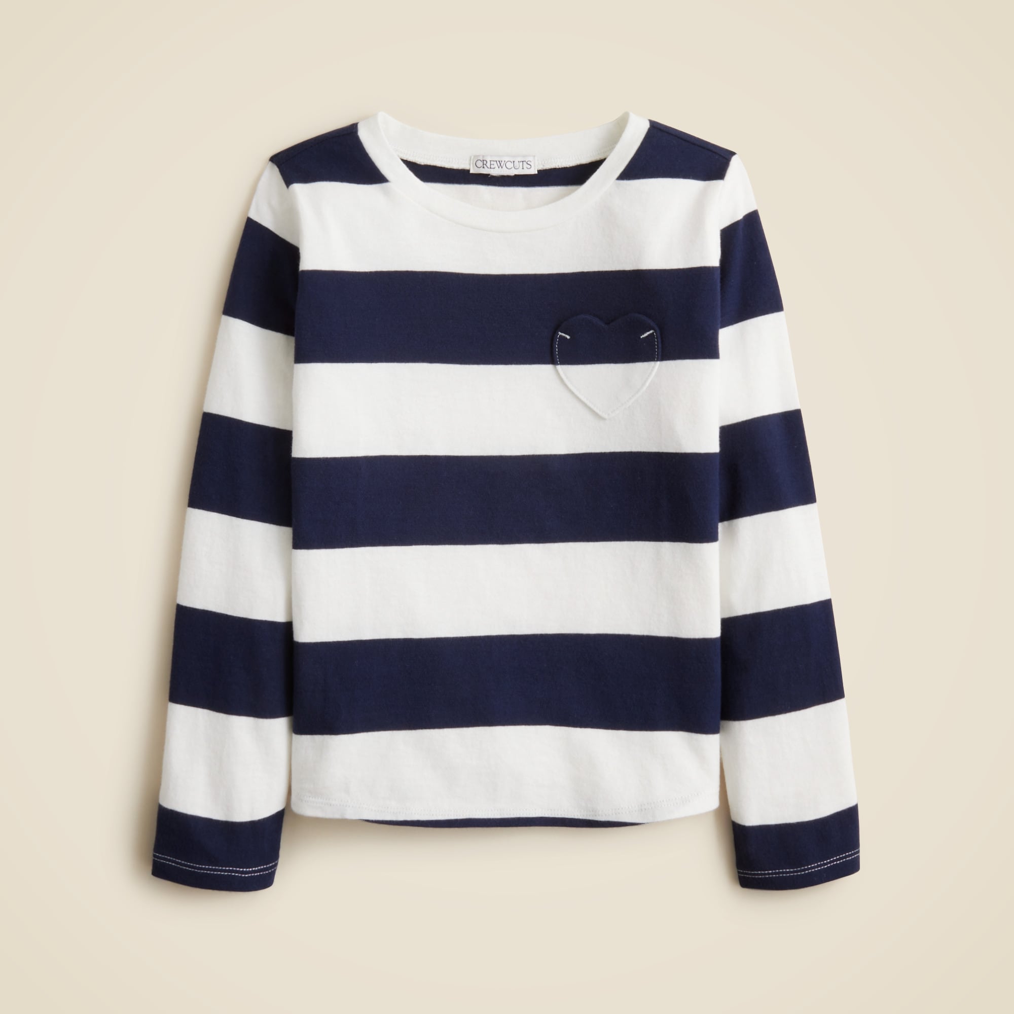girls Girls' long-sleeve heart-pocket T-shirt in vintage jersey