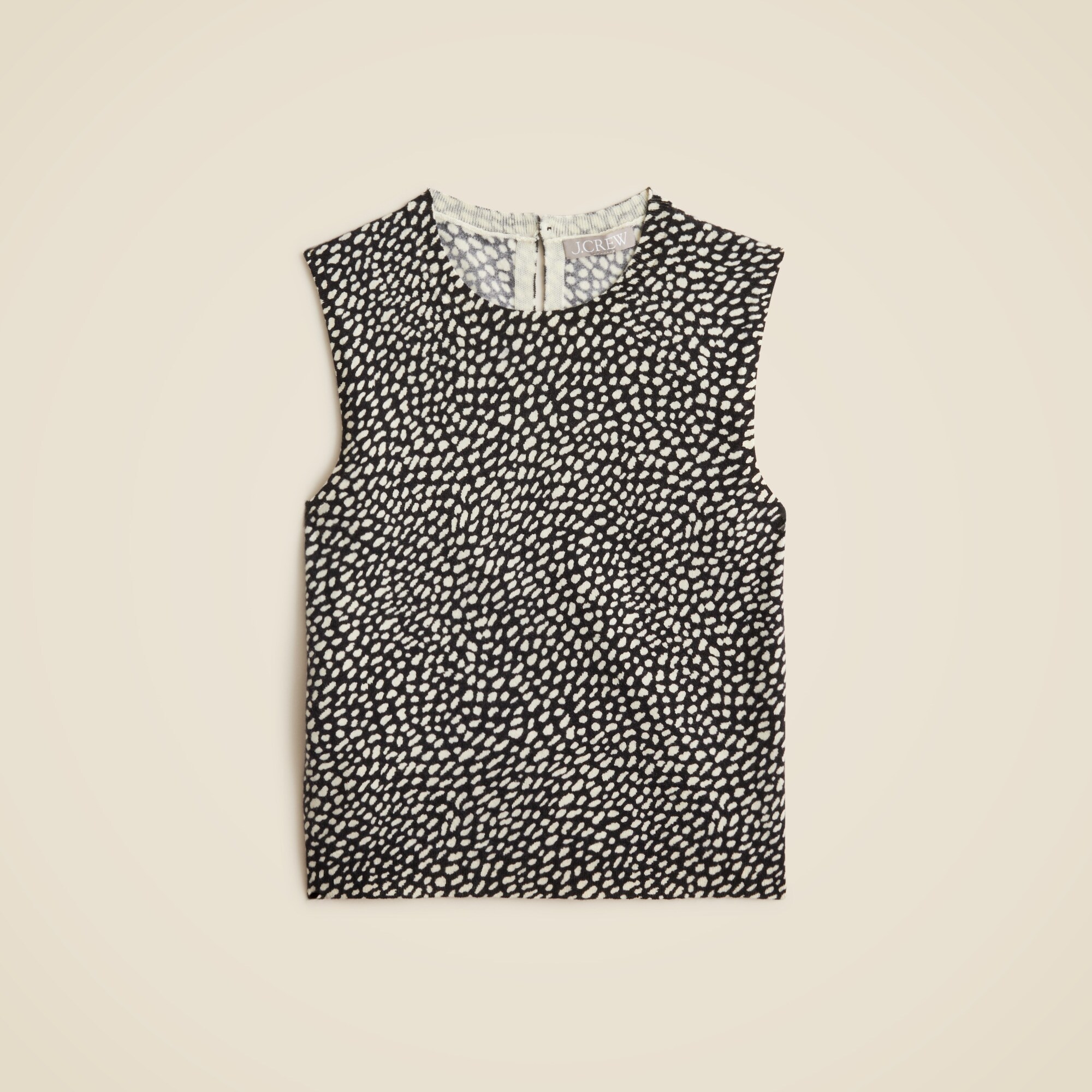 Featherweight cashmere cropped sweater shell in spot print