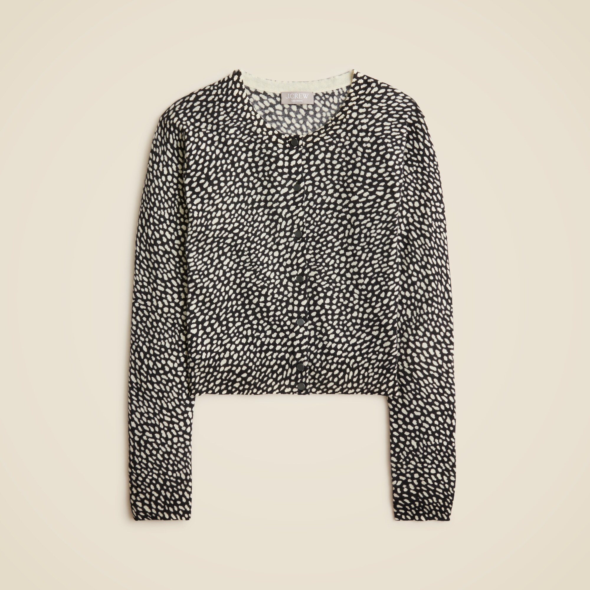  Featherweight cashmere cardigan in spot print