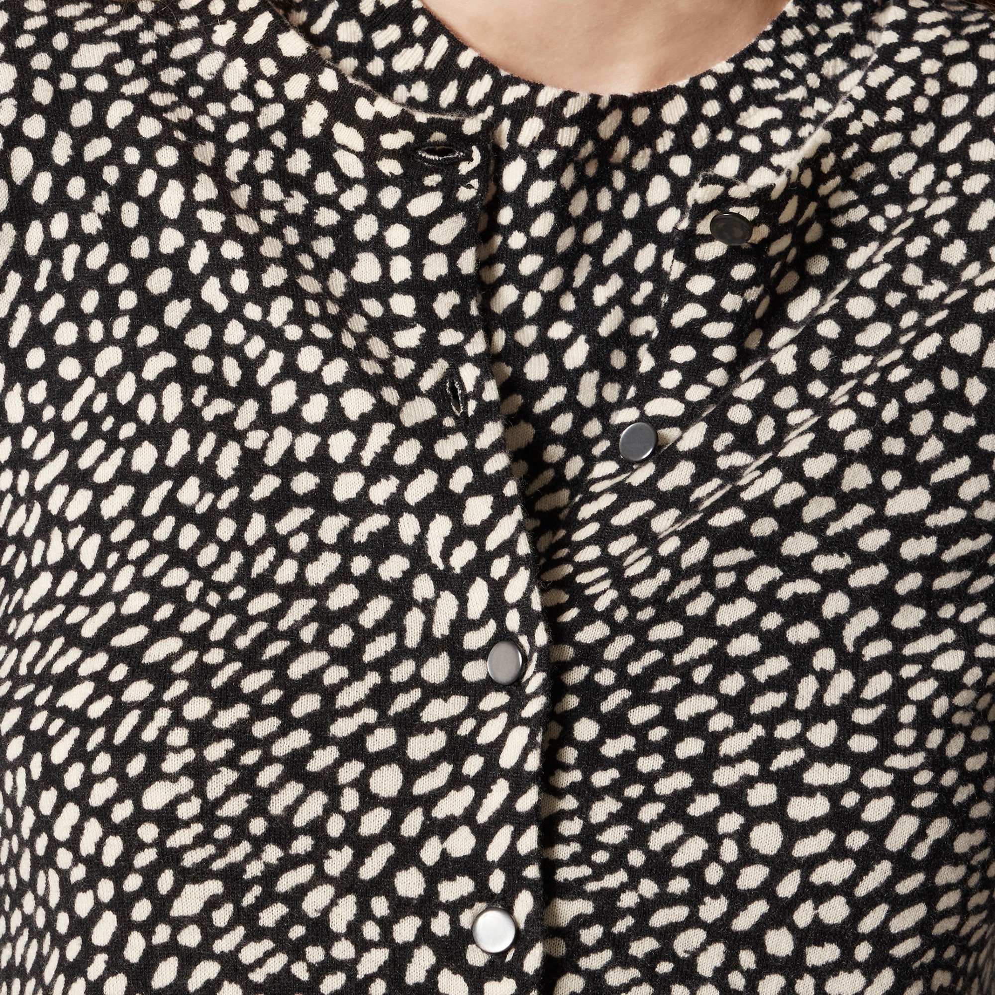 Featherweight cashmere cardigan in spot print
