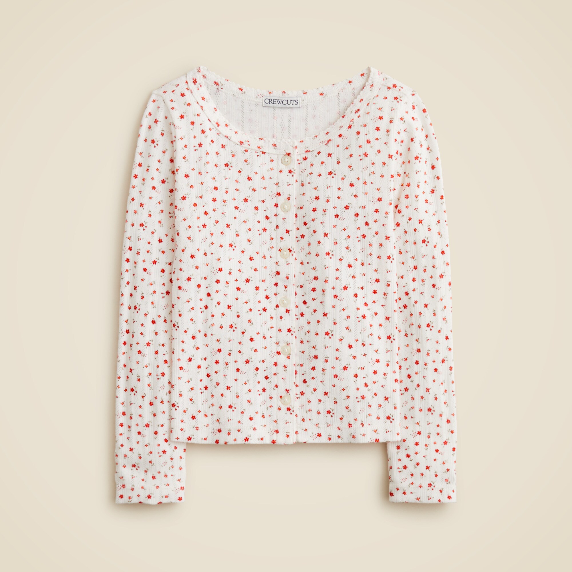  Girls' pointelle-knit cardigan top in floral