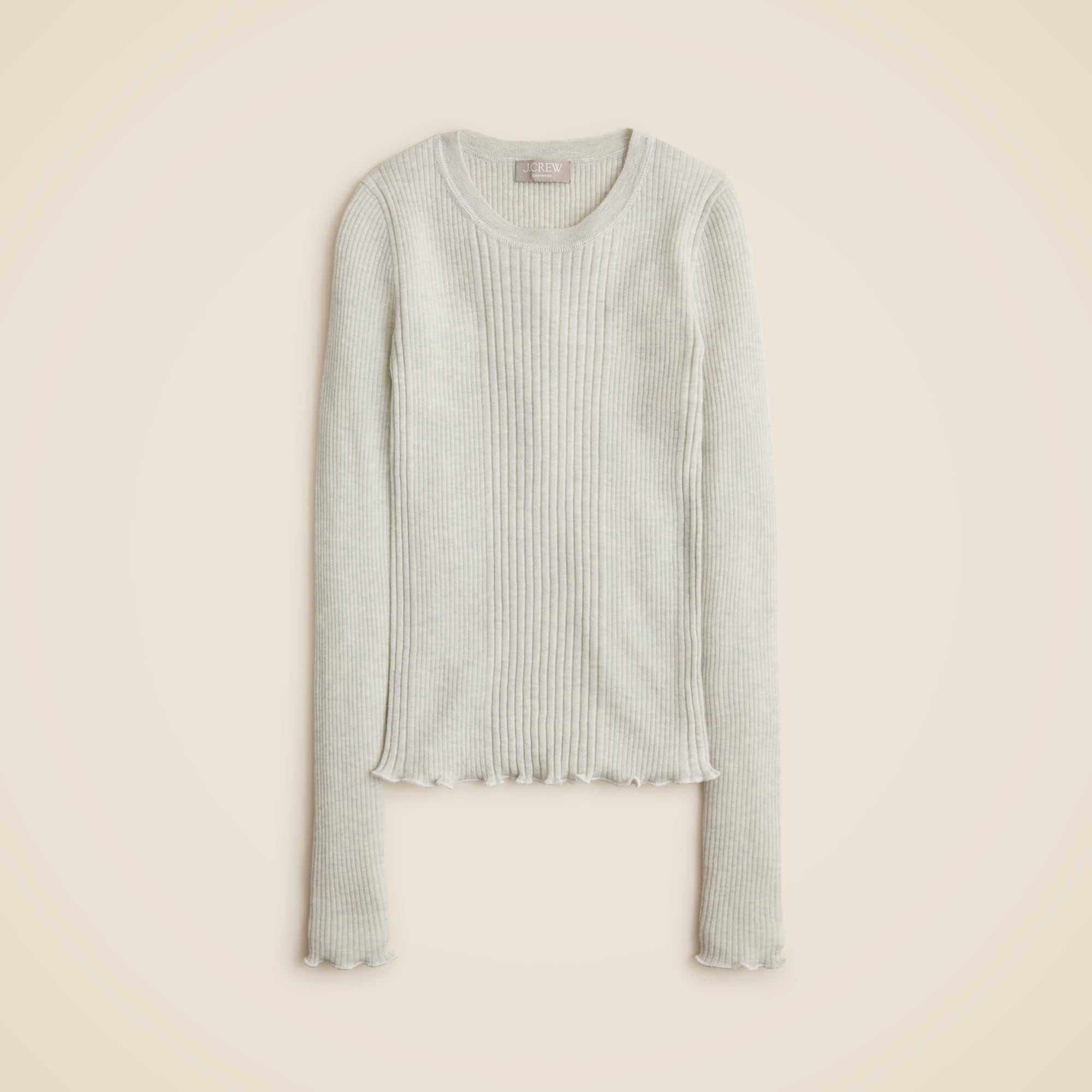  Ribbed featherweight cashmere long-sleeve sweater-tee