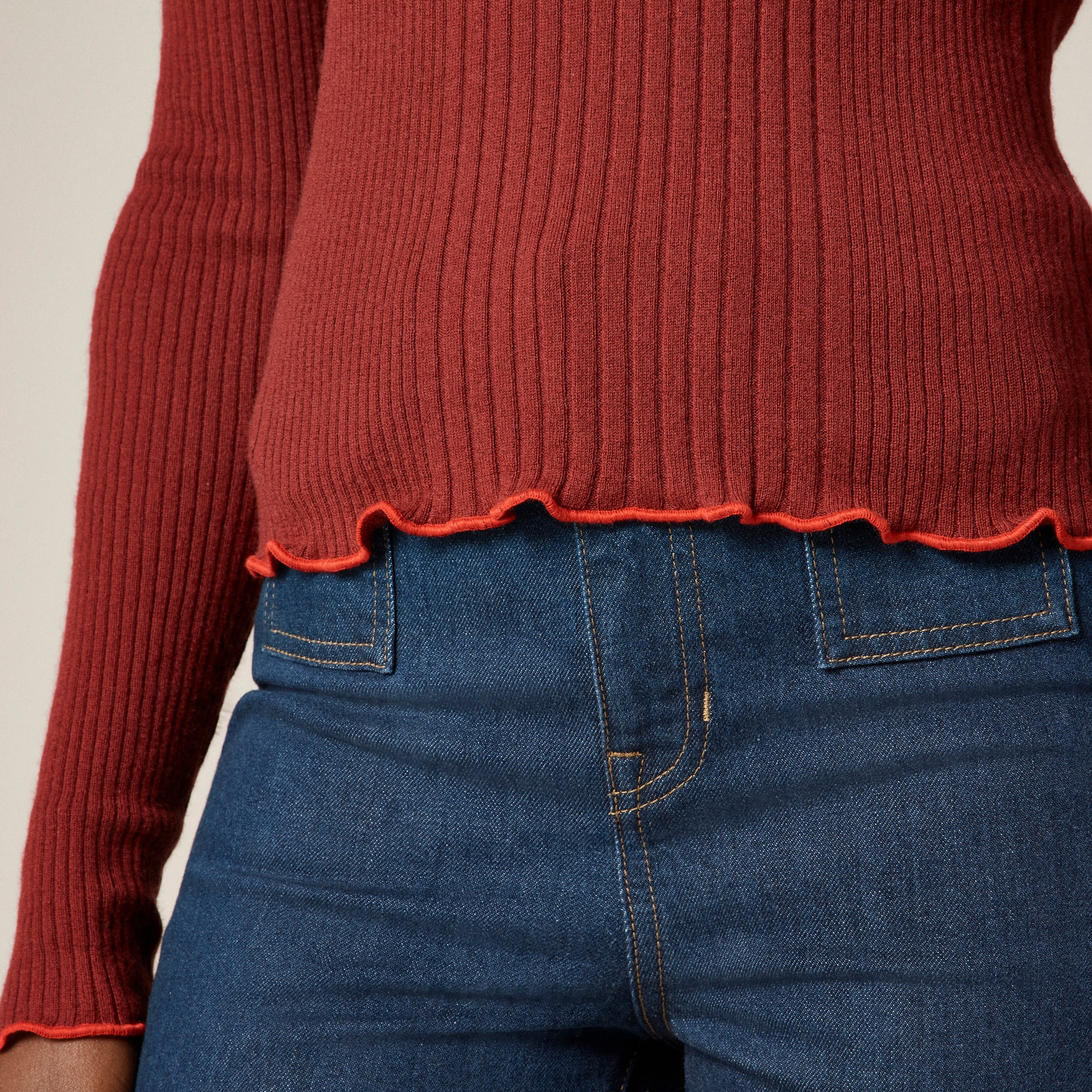 Ribbed featherweight cashmere long-sleeve sweater-tee - image 4