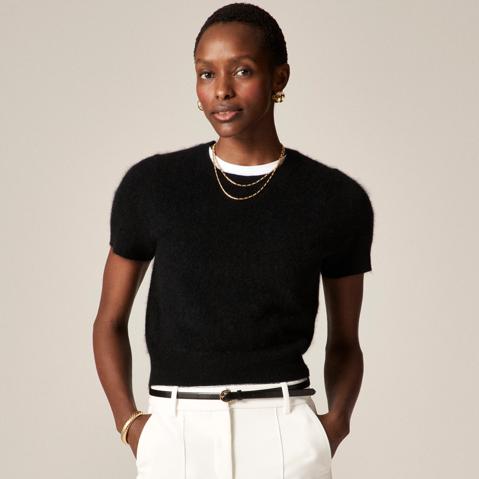 Brushed cashmere relaxed T-shirt - image 2