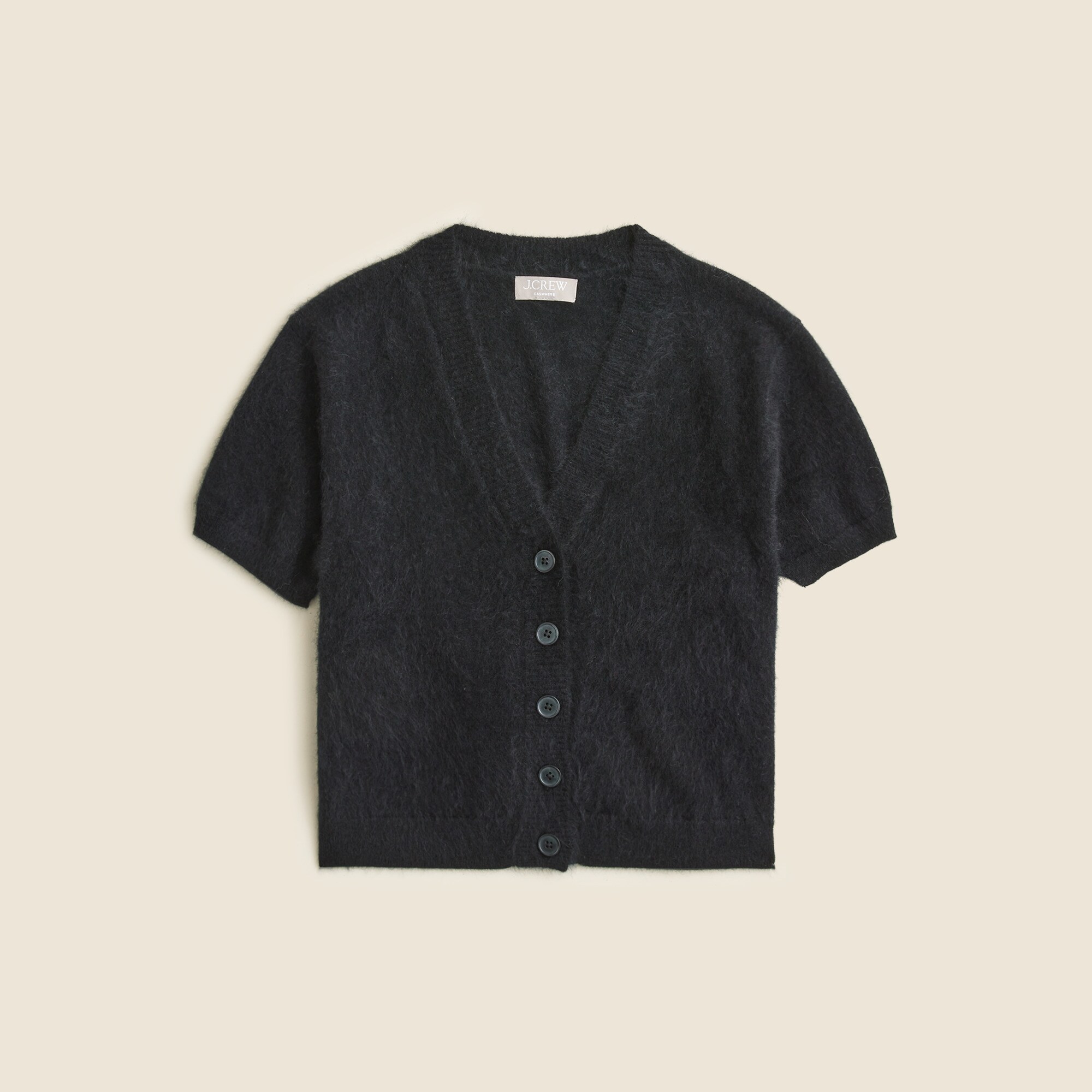 Brushed cashmere short-sleeve cardigan