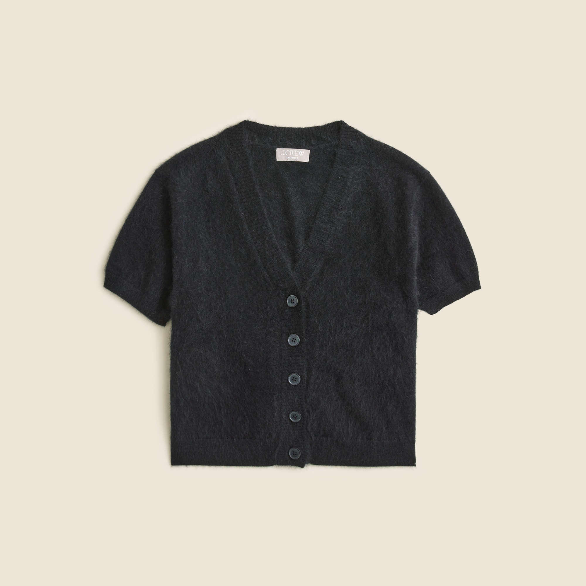 Brushed cashmere short-sleeve cardigan