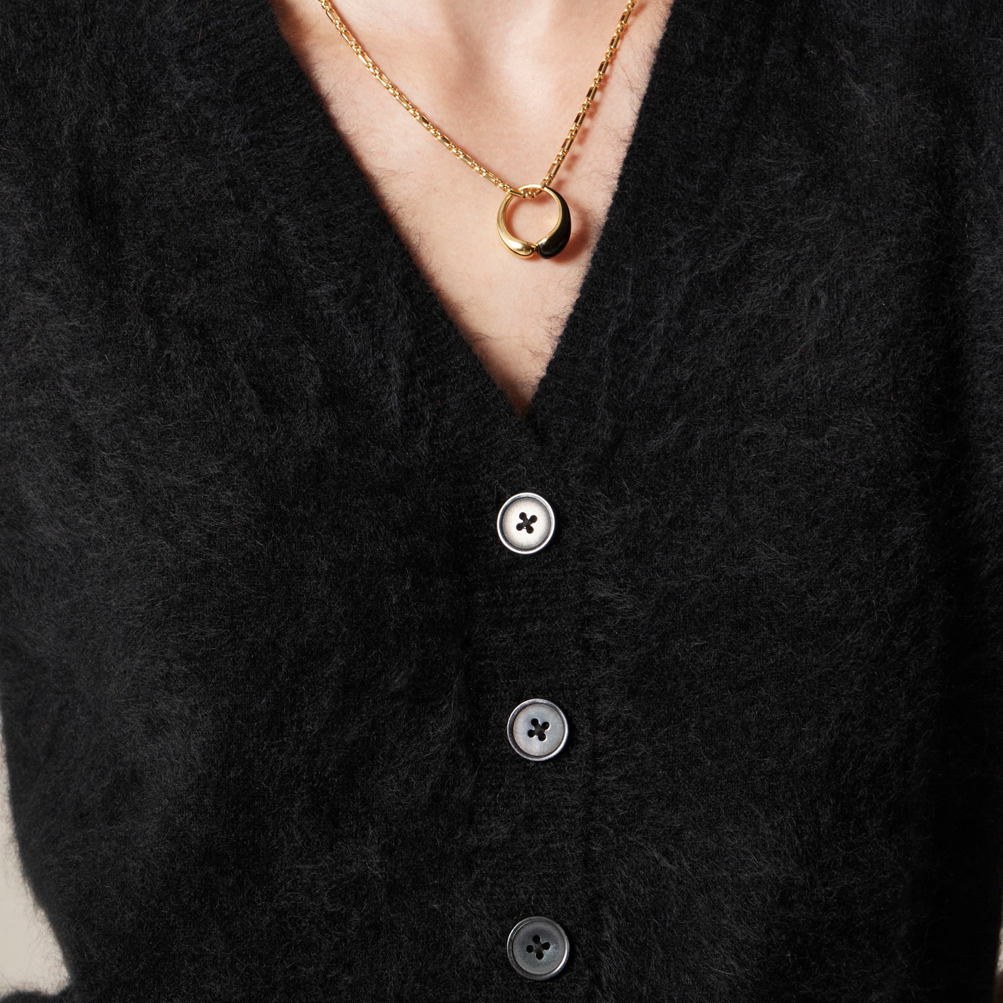 Brushed cashmere short-sleeve cardigan