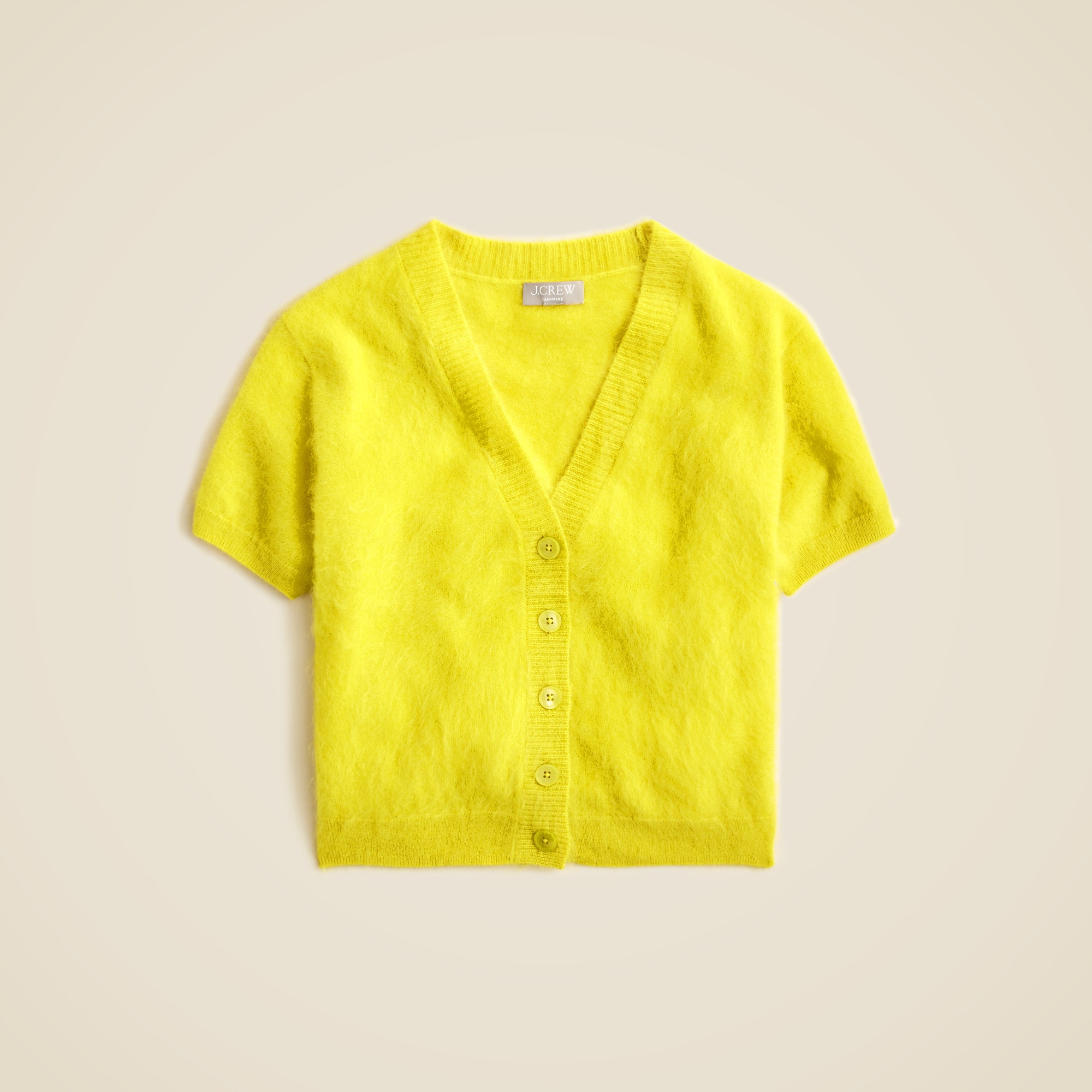  Brushed cashmere short-sleeve cardigan