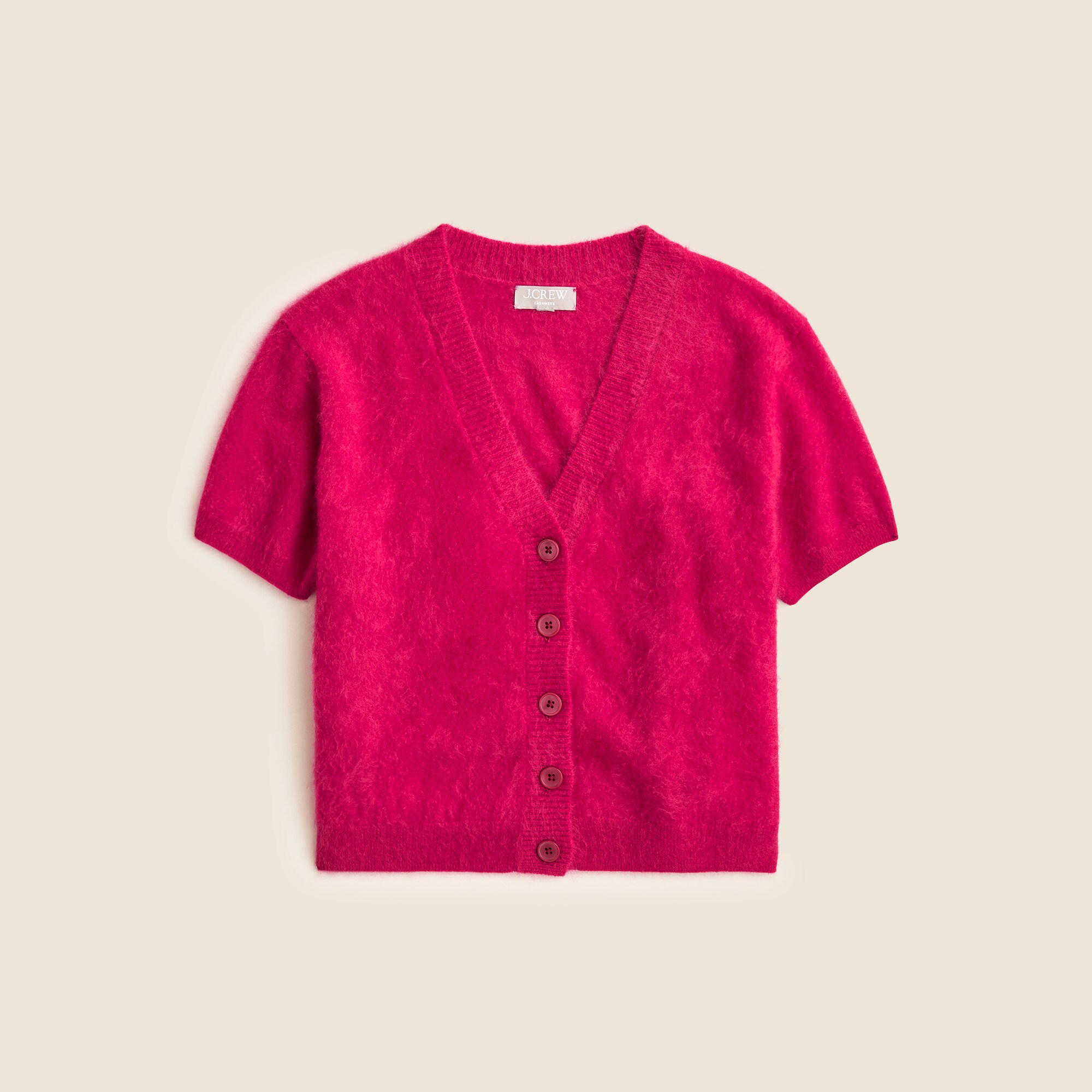 Brushed cashmere short-sleeve cardigan