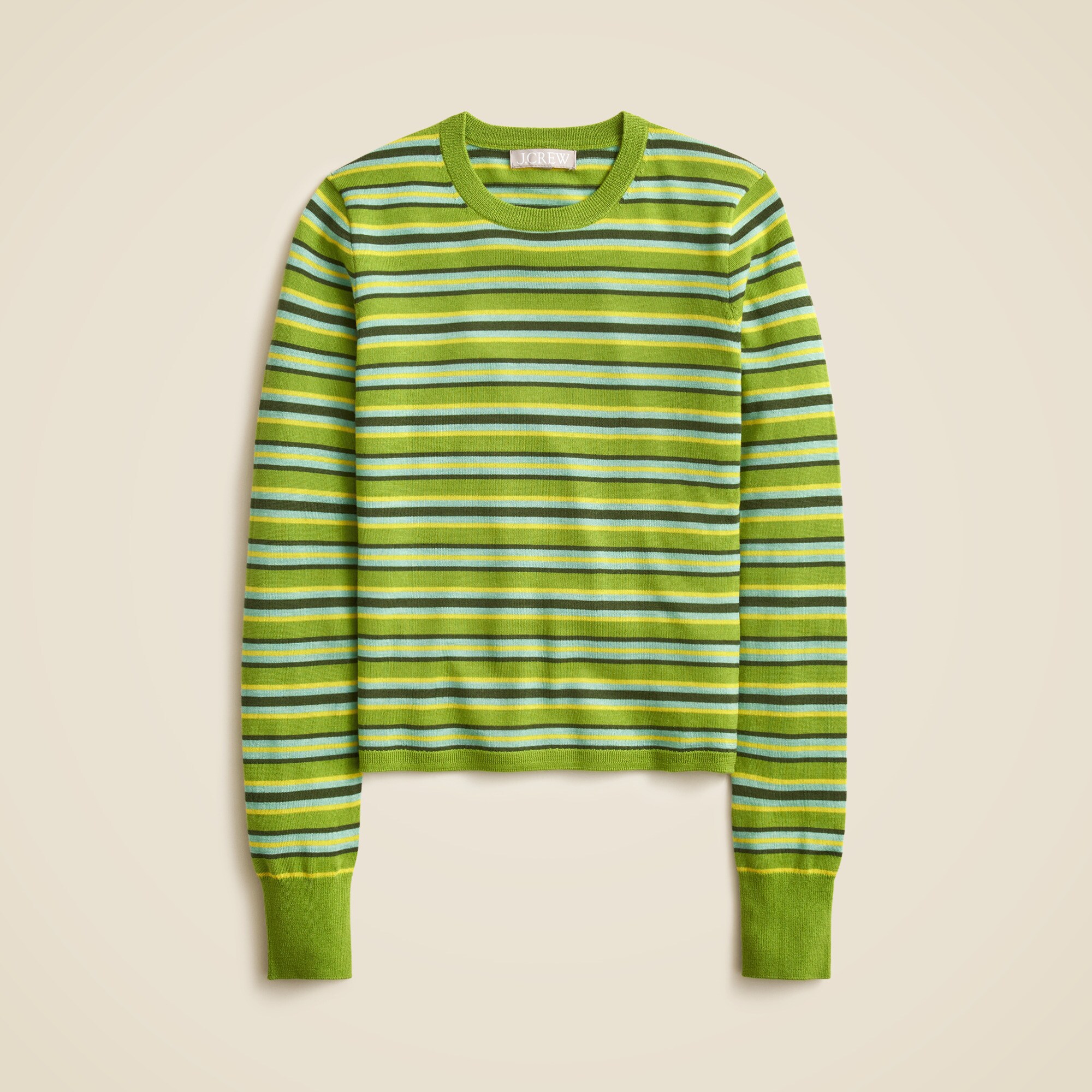 Carolyn fitted crewneck sweater in striped merino wool