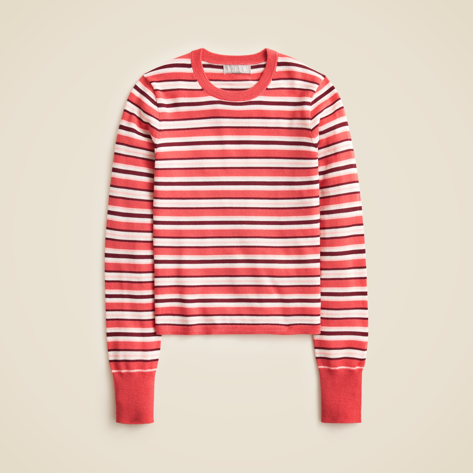 Carolyn fitted crewneck sweater in striped merino wool
