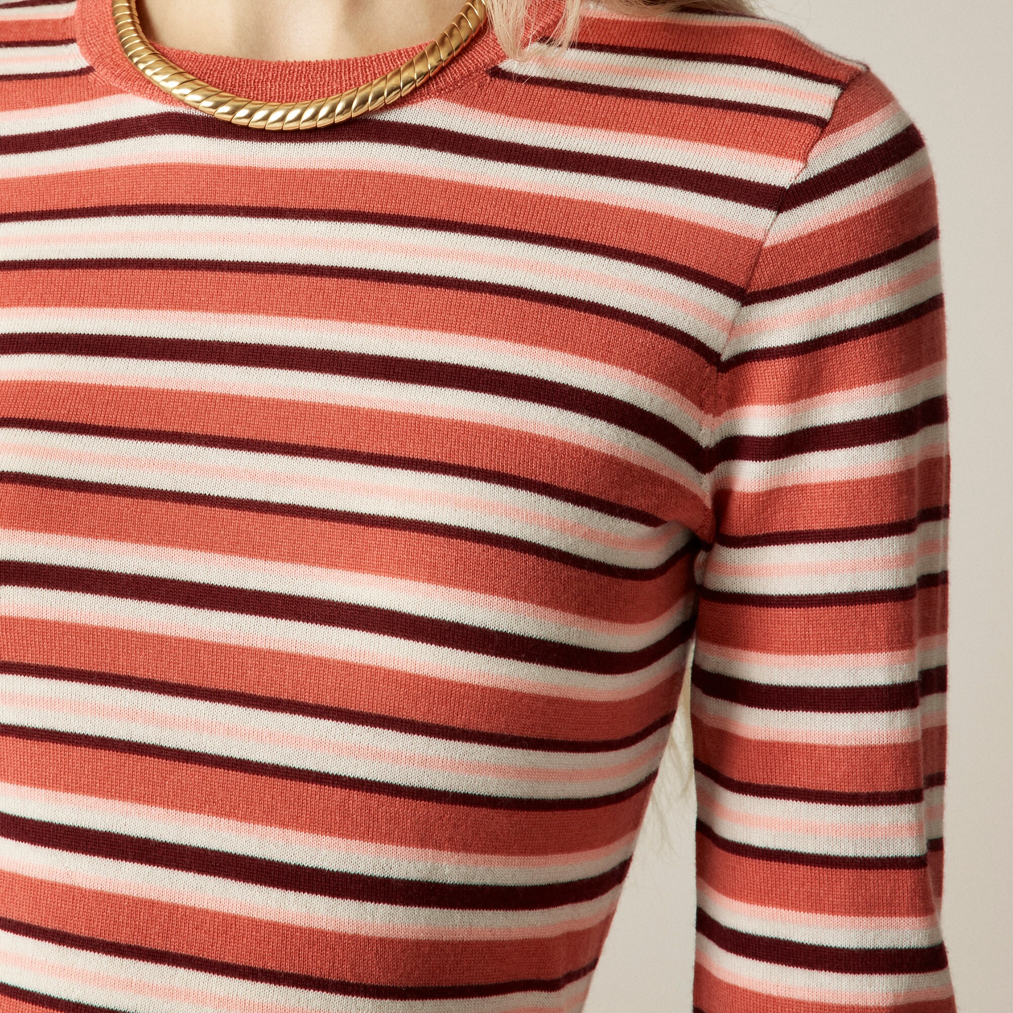 Carolyn fitted crewneck sweater in striped merino wool