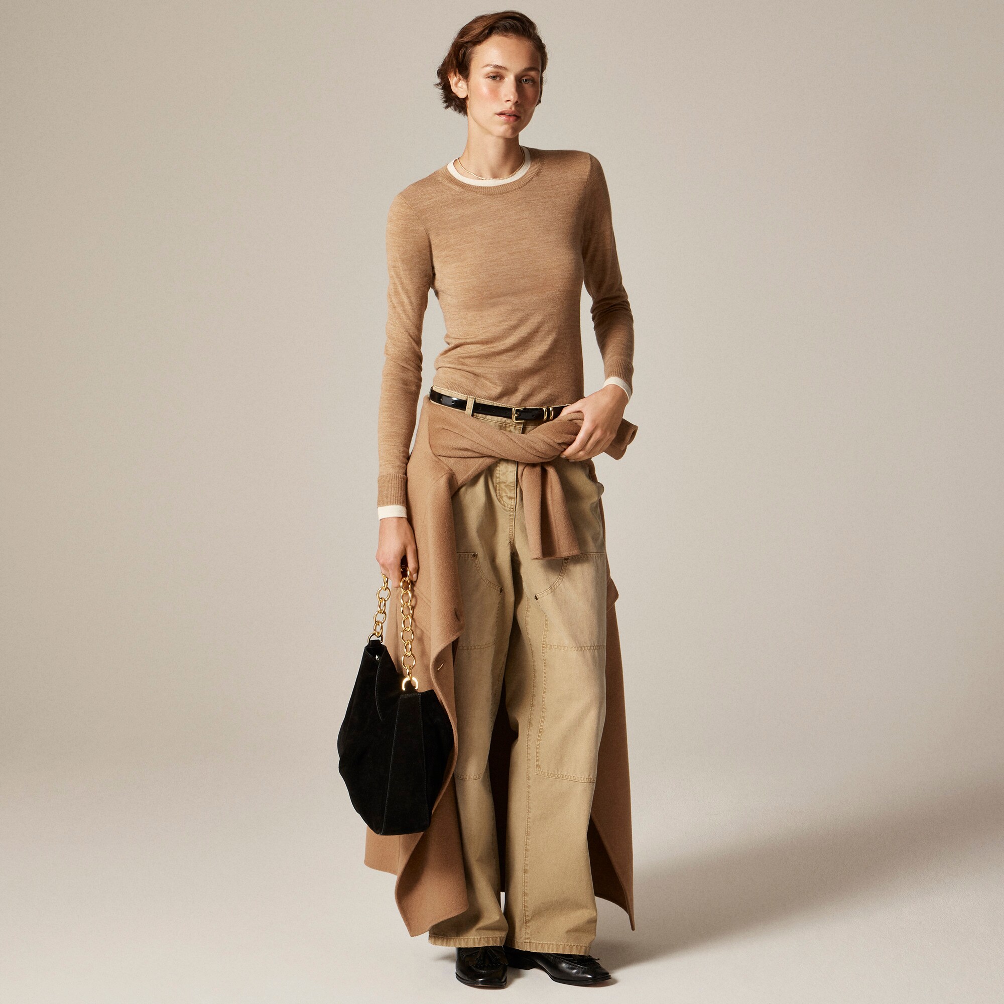  Carolyn layered crewneck sweater in merino wool