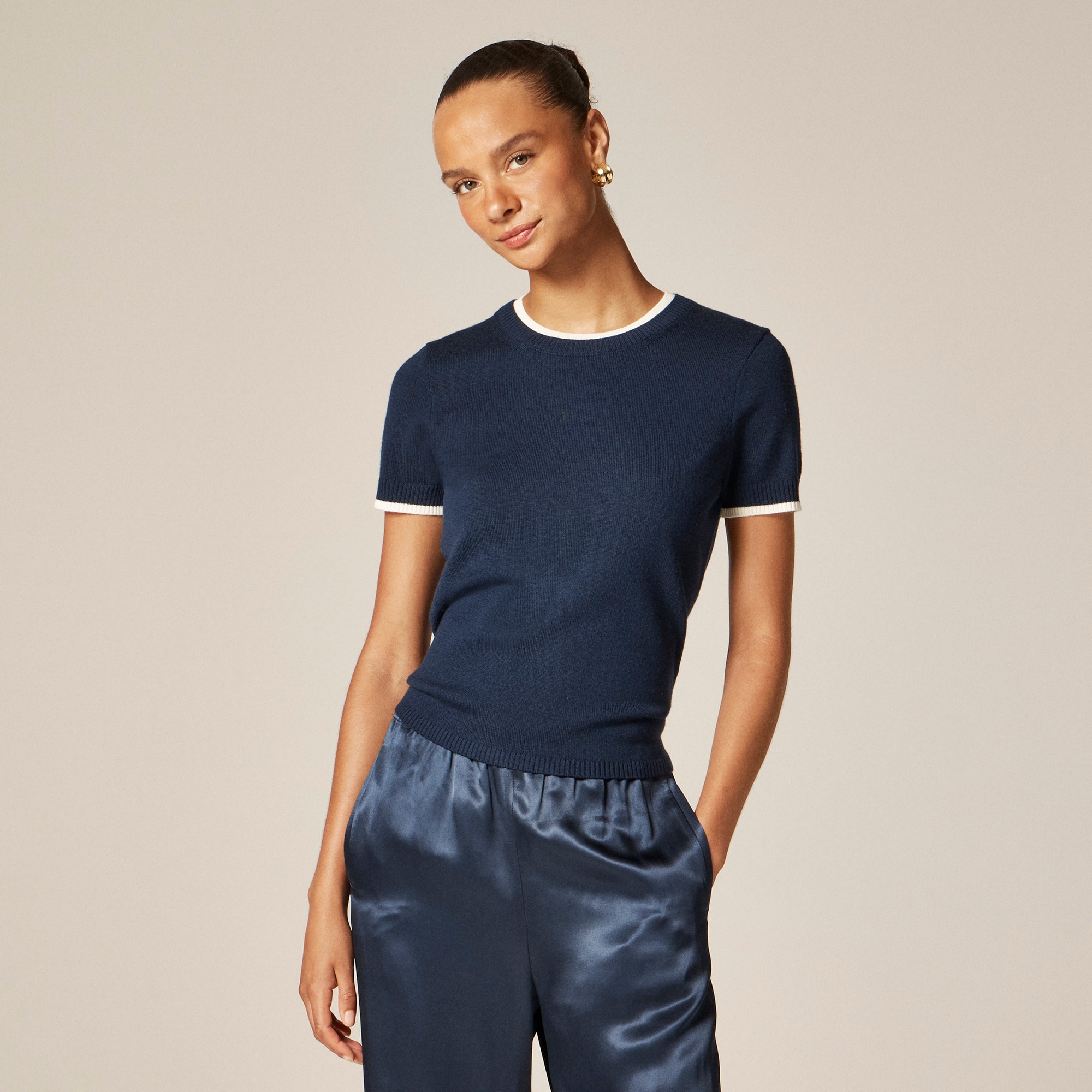 womens Carolyn layered sweater-tee in merino wool