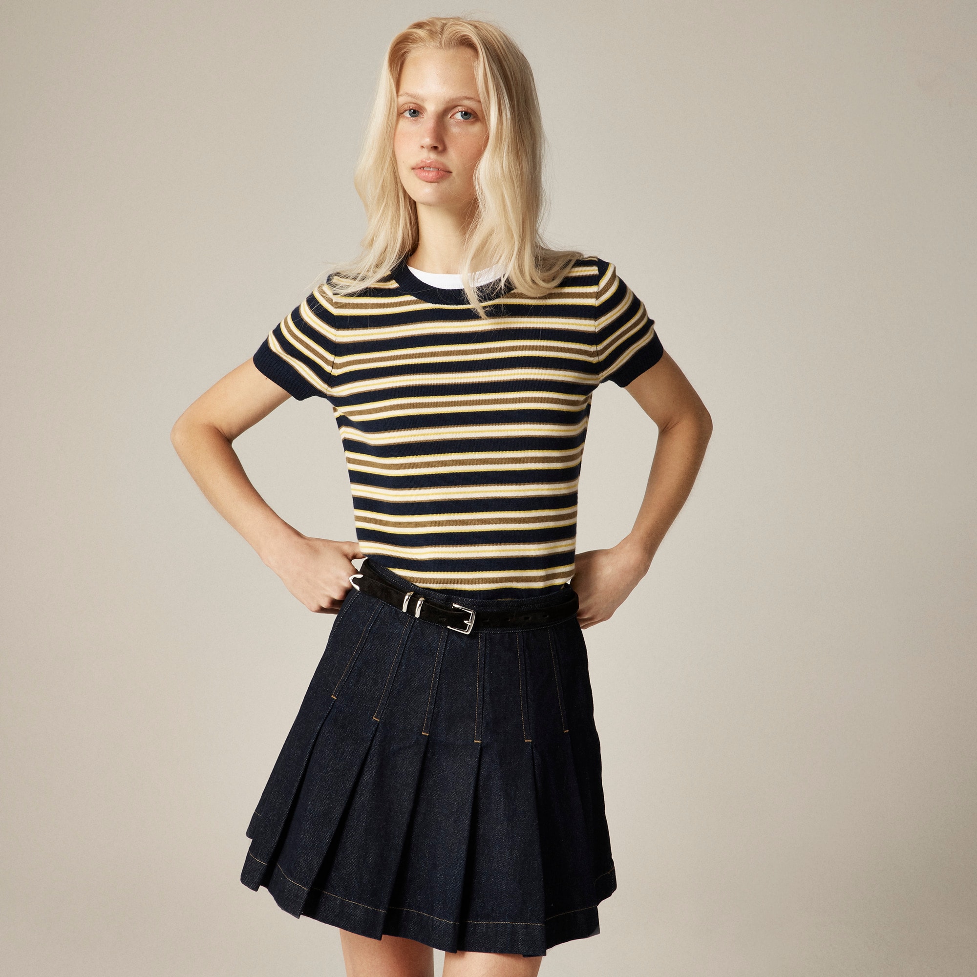 womens Carolyn sweater-tee in striped merino wool