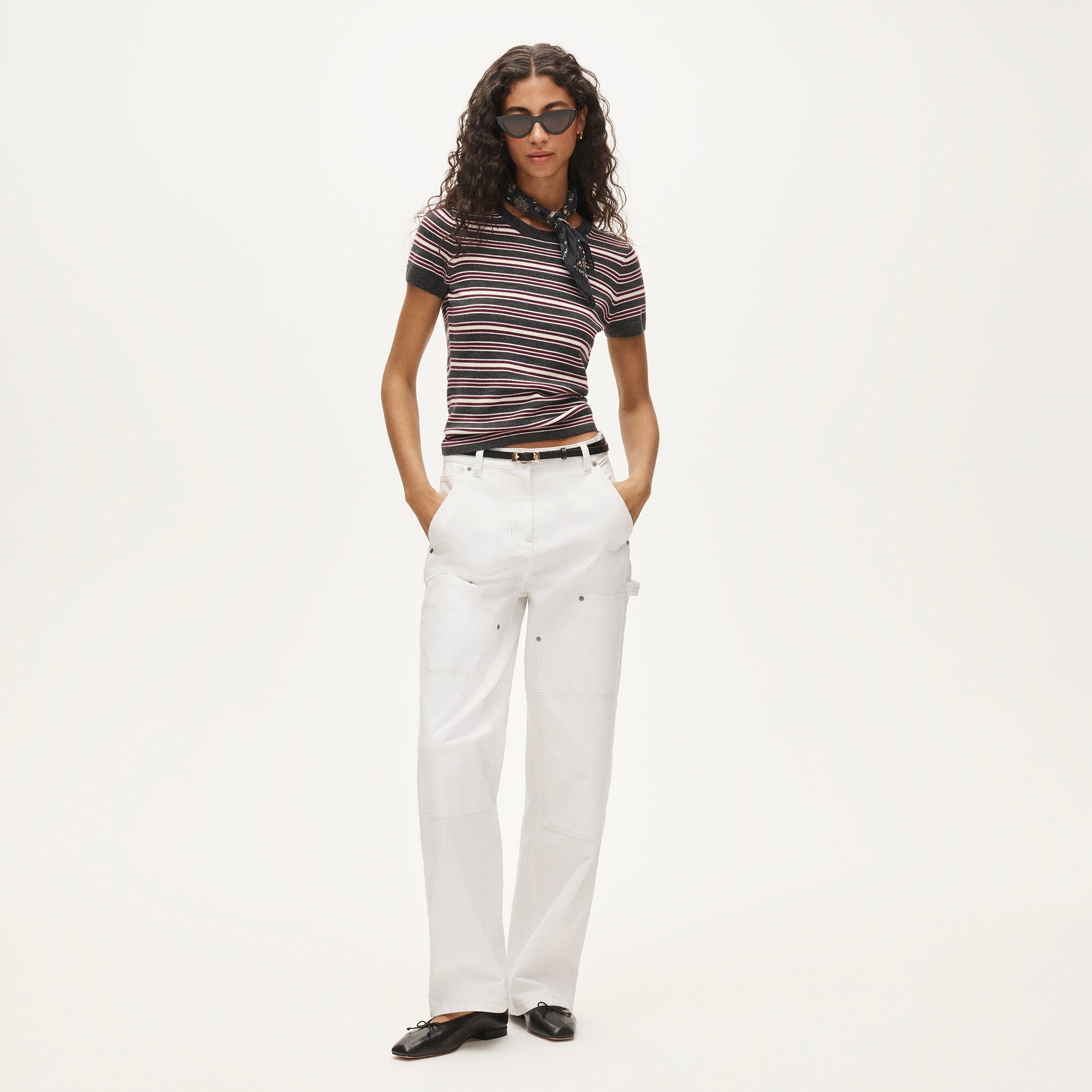 Carolyn sweater-tee in striped merino wool