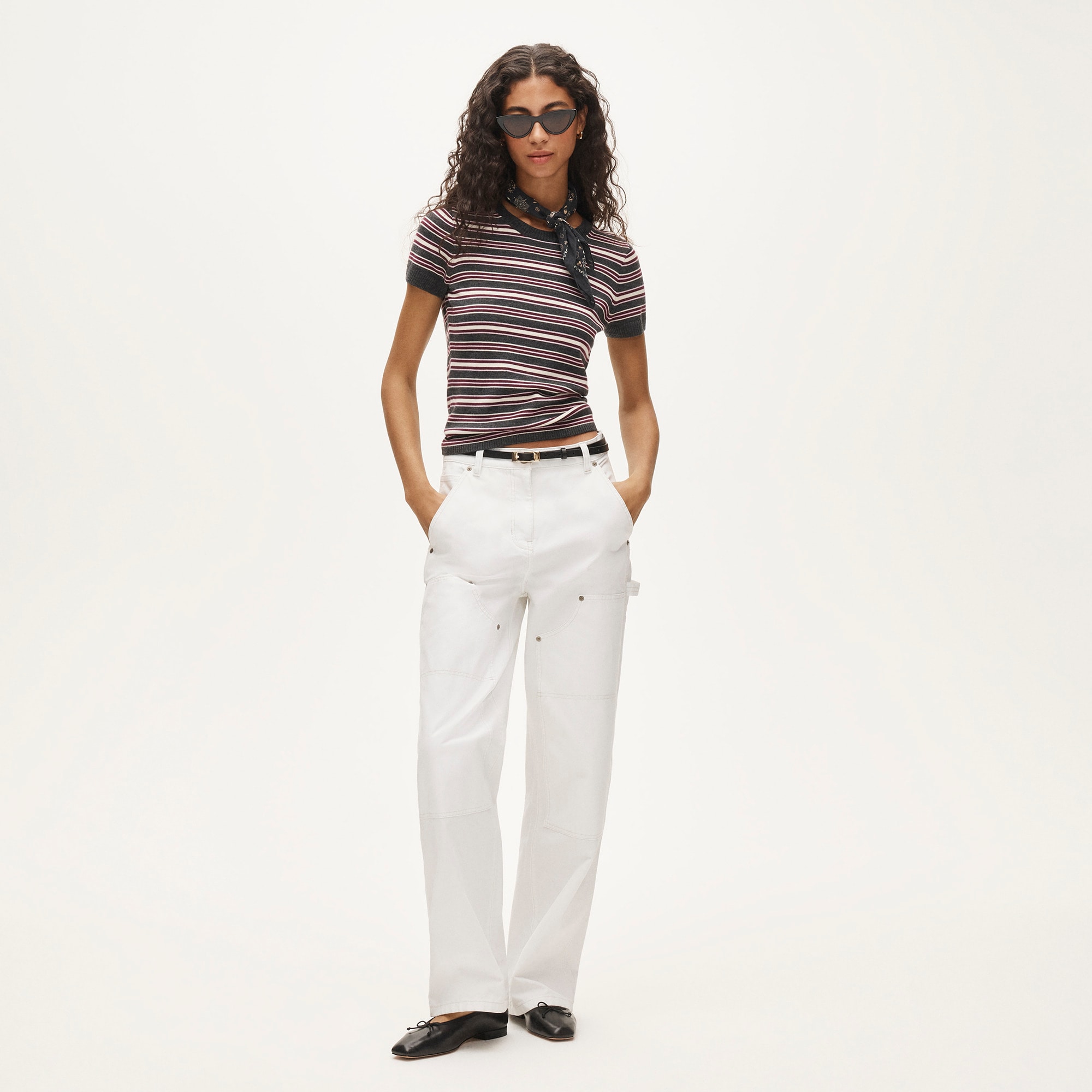 Carolyn sweater-tee in striped merino wool