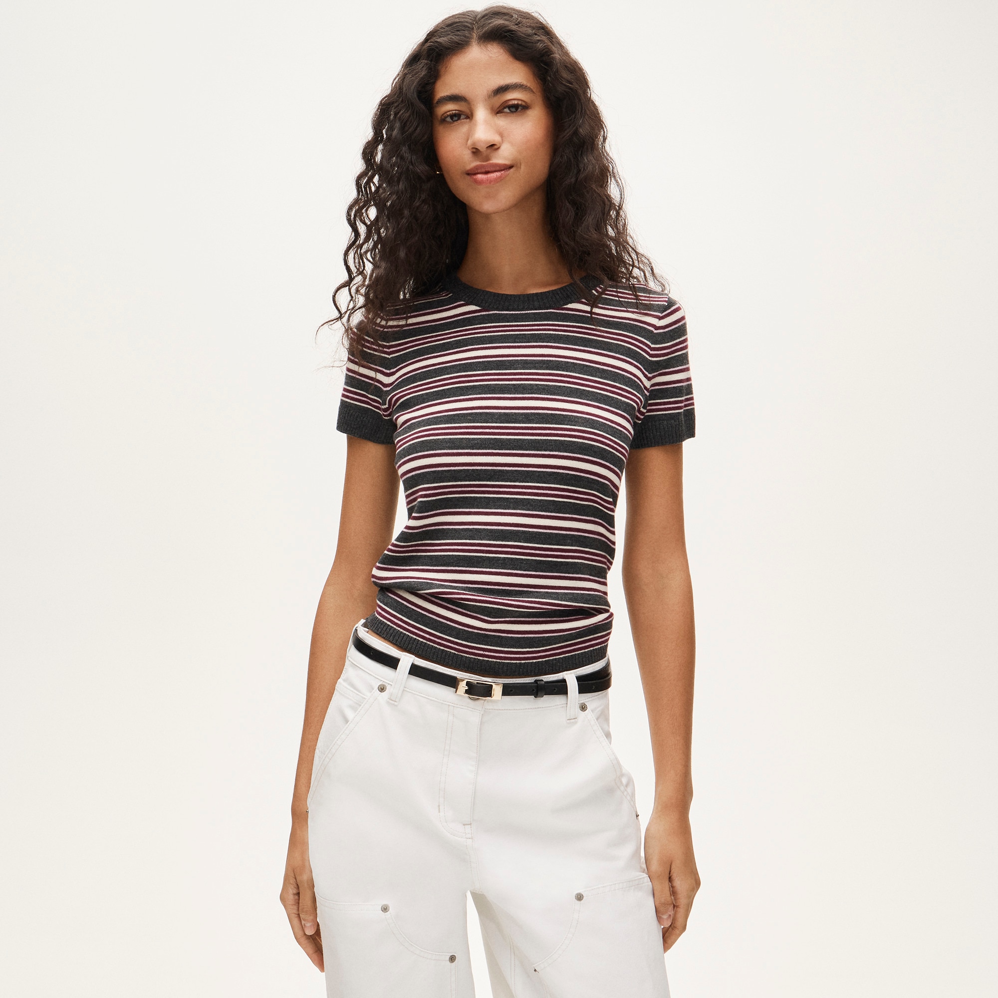 womens Carolyn sweater-tee in striped merino wool