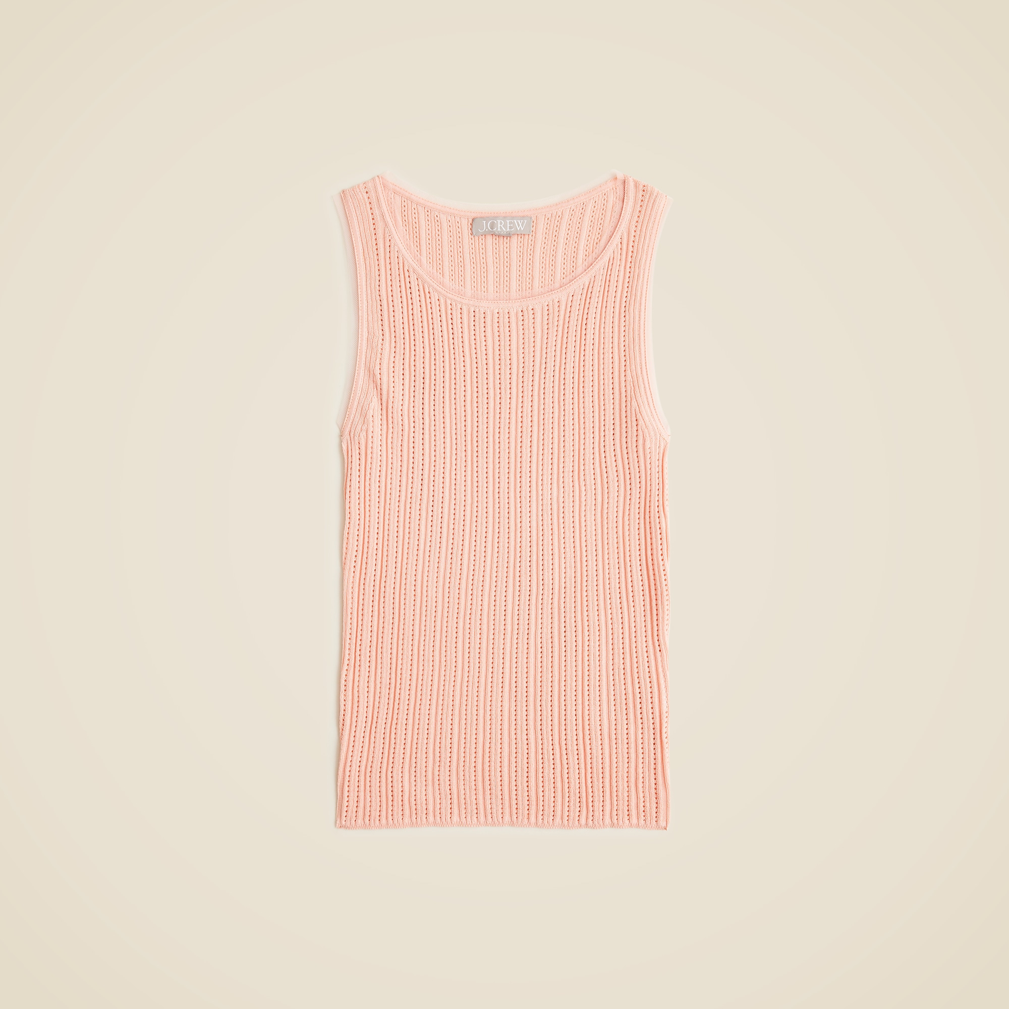 Tulle-trim sweater-tank in premium ultra-fine cotton