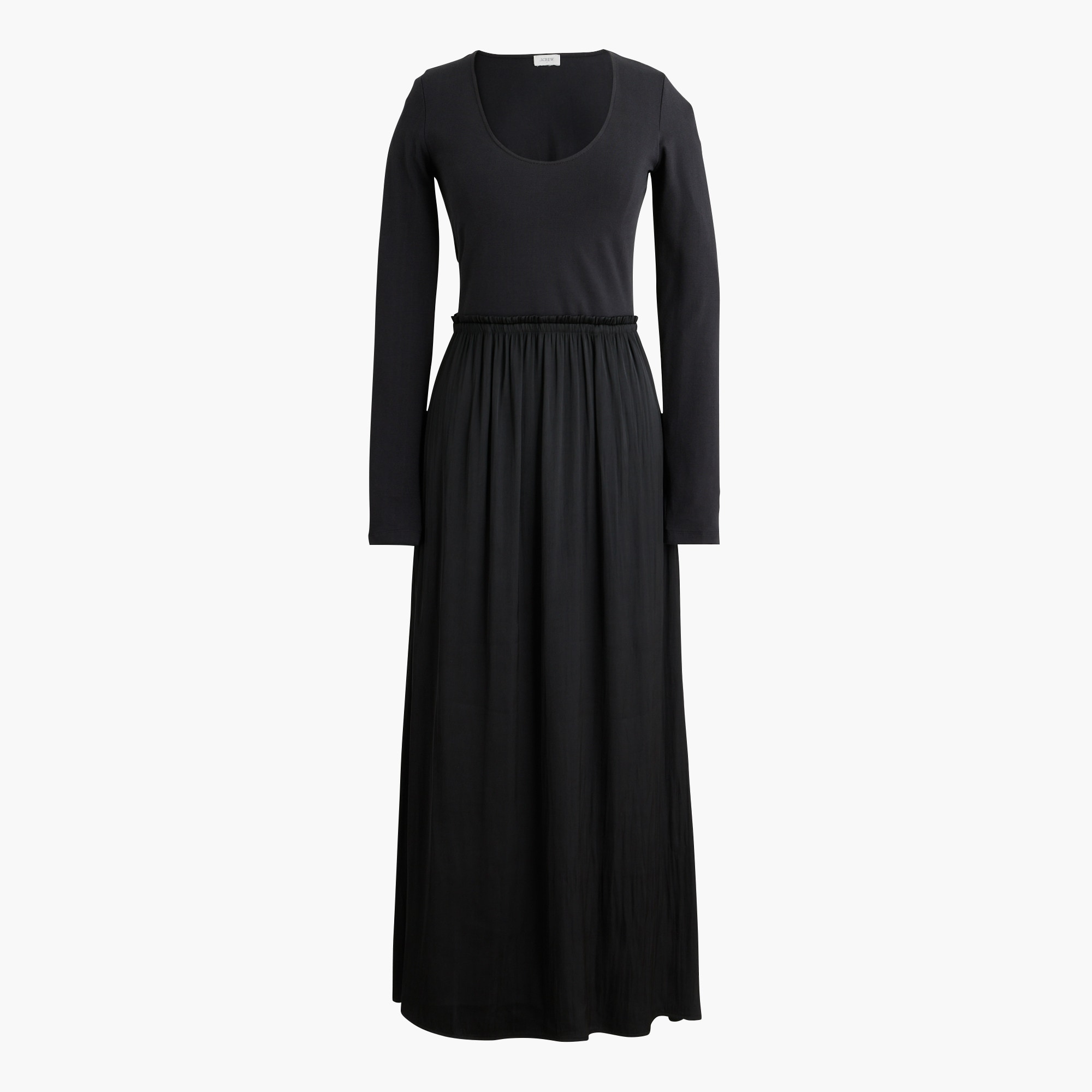 Long-sleeve knit mixed-media dress