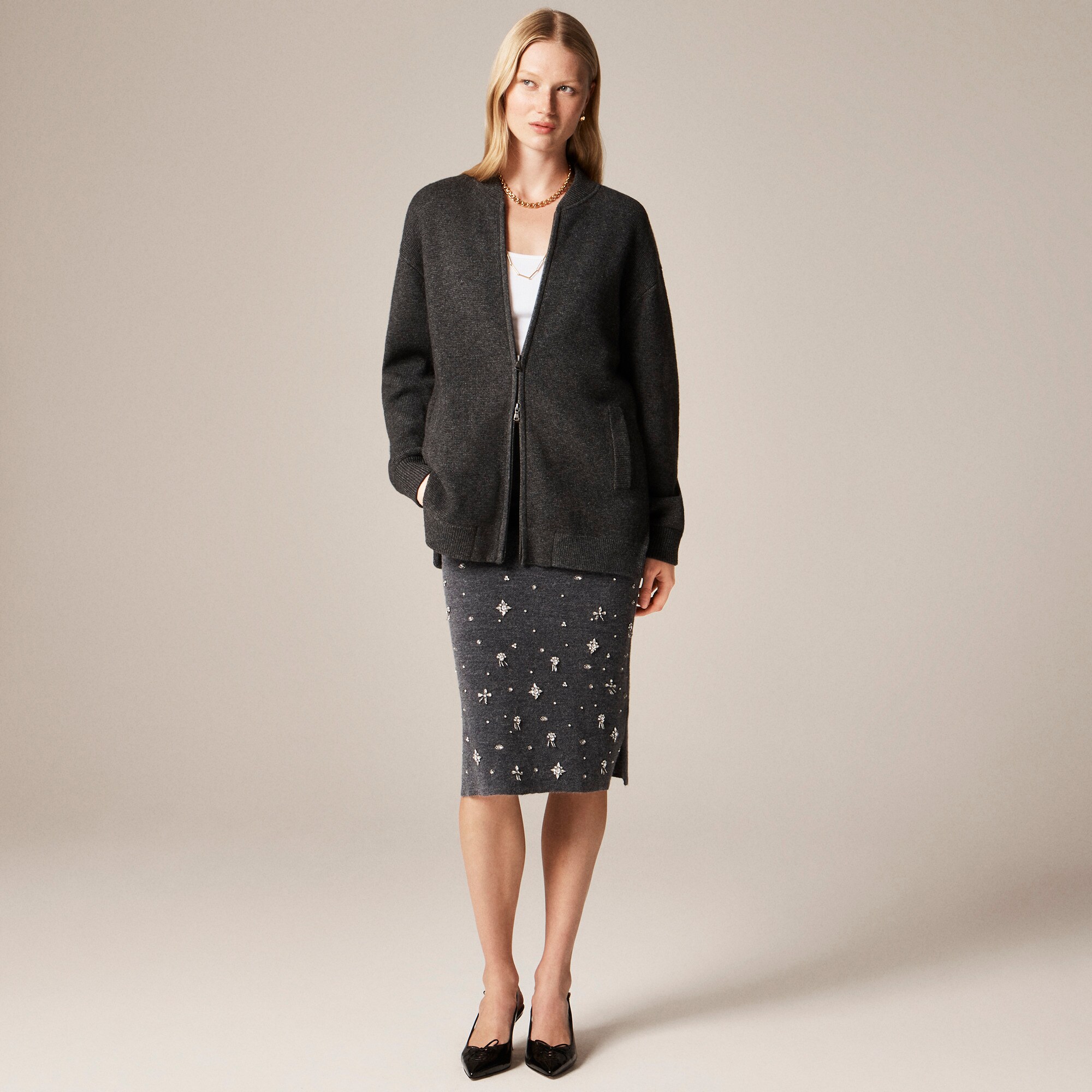 Full-zip flight sweater-jacket