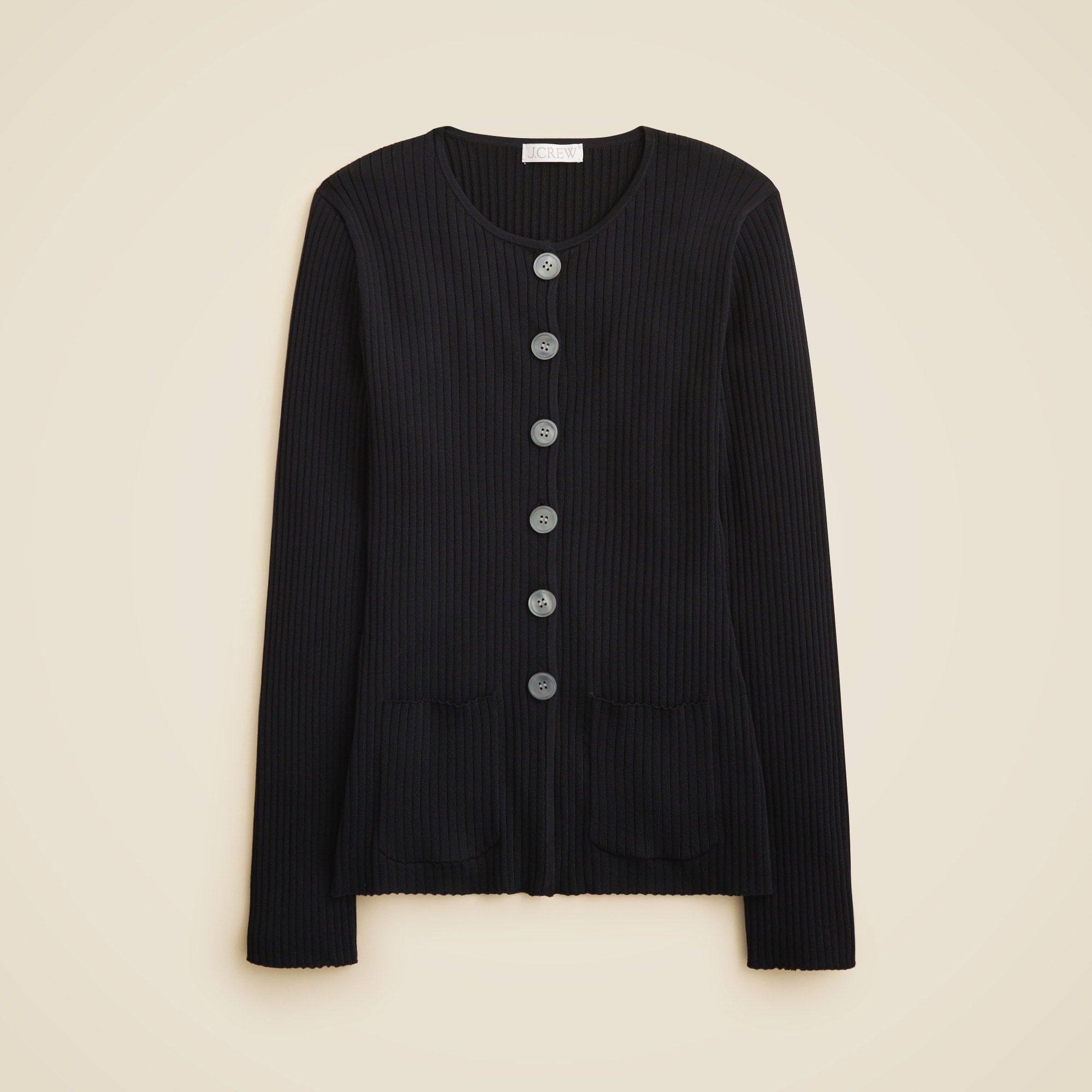 Super-stretch ribbed cardigan