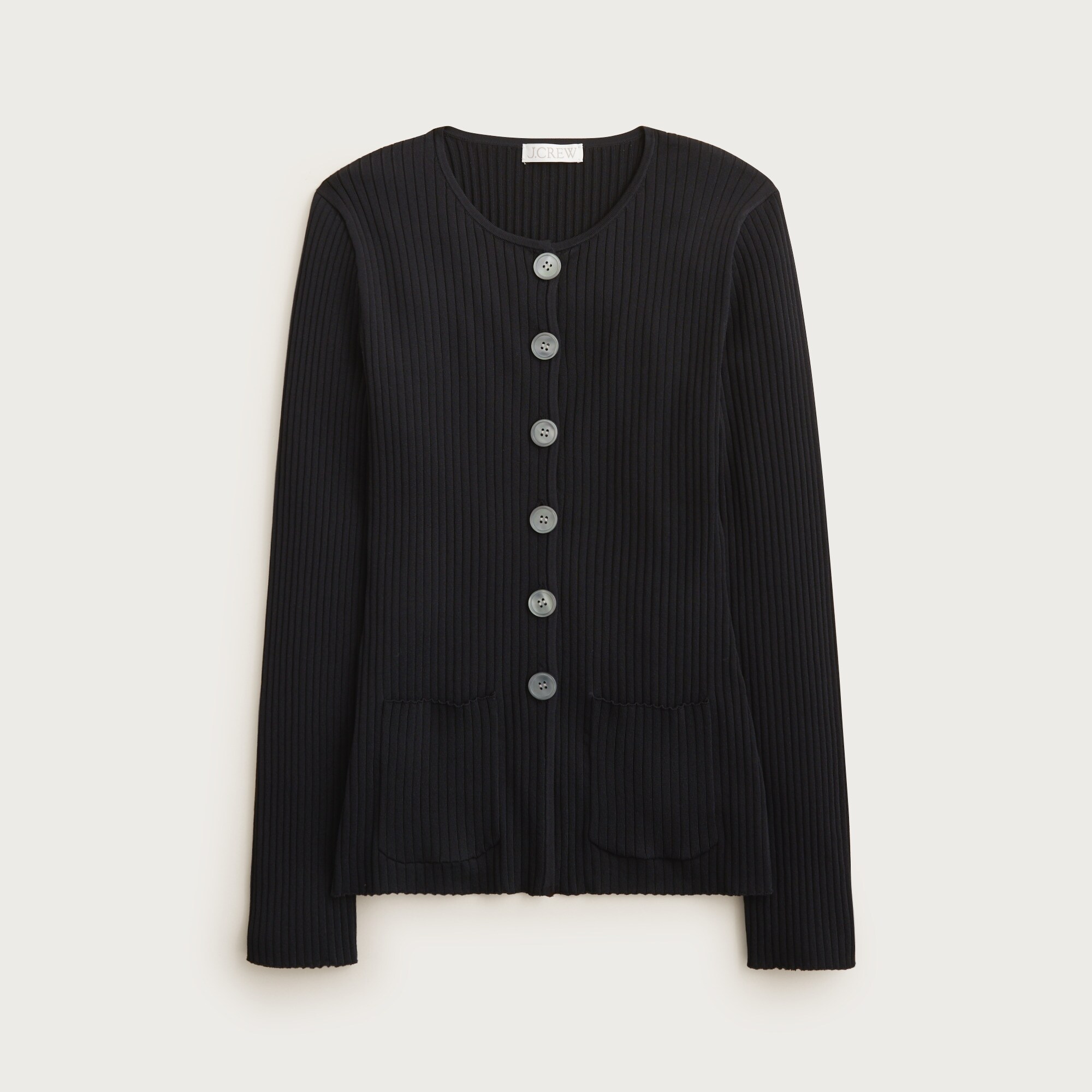 Super-stretch ribbed cardigan